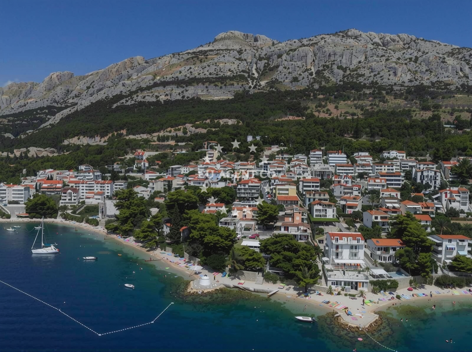 Sea and coastal view of Nemira beach in , Omiš