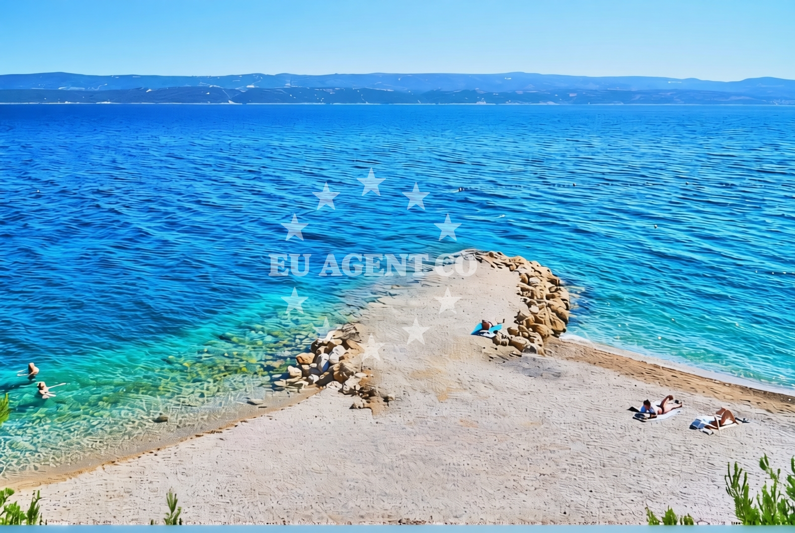 Sea and coastal view of Nemira jug, Omiš Beach in Nemira jug