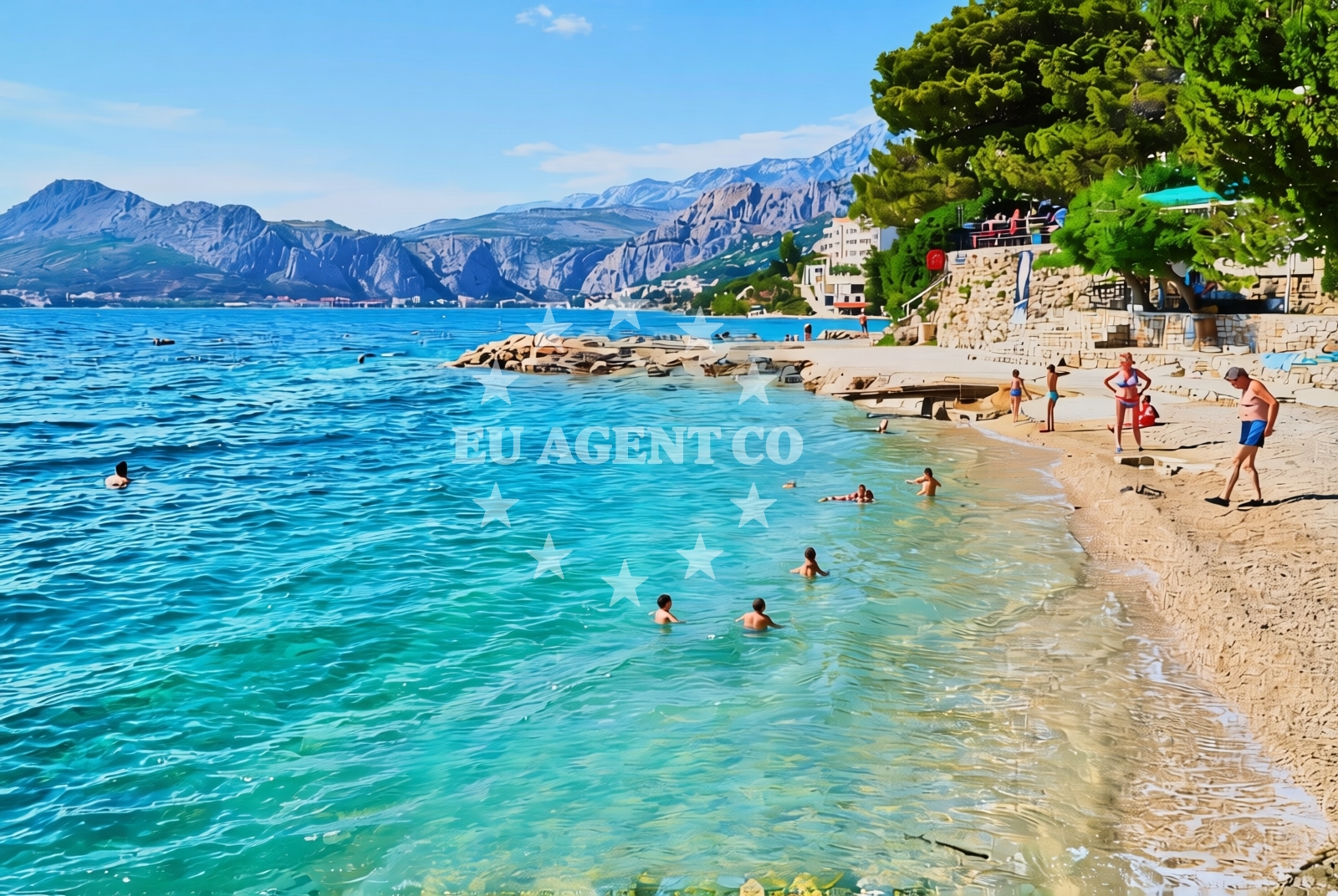 Shoreline and swimming area at Nemira sredina, Omiš Beach in Nemira sredina