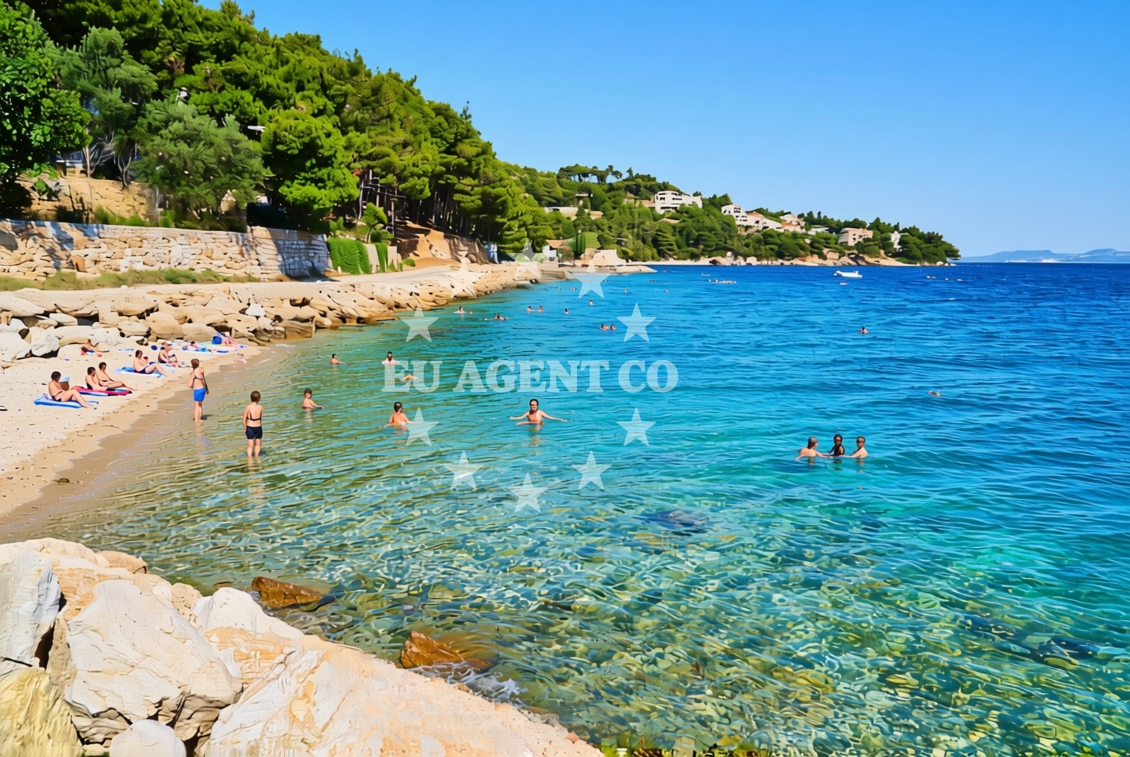 Sea and coastal view of Nemira sredina, Omiš Beach in Nemira sredina