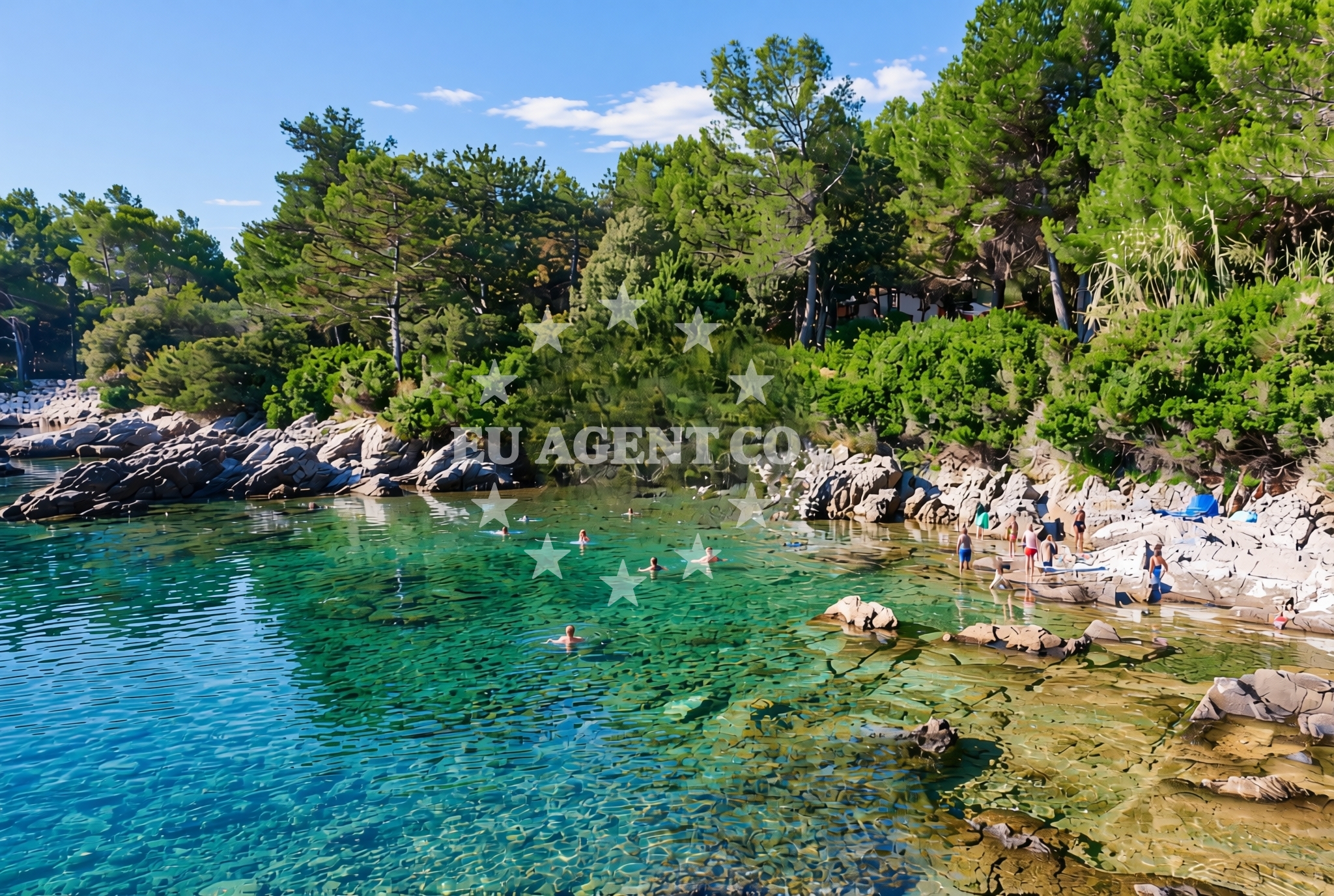 Shoreline and swimming area at Nerezine jug, Nerezine (Lošinj) Beach in Nerezine jug