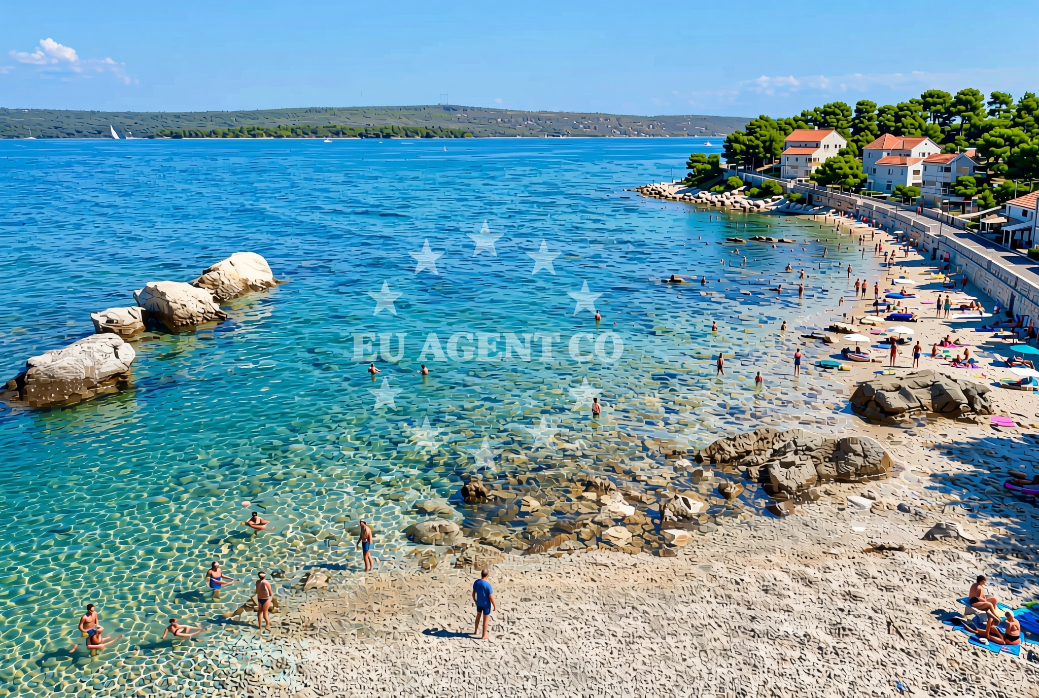 Overview of Nerezine sjever, Nerezine (Lošinj) Beach in Nerezine sjever