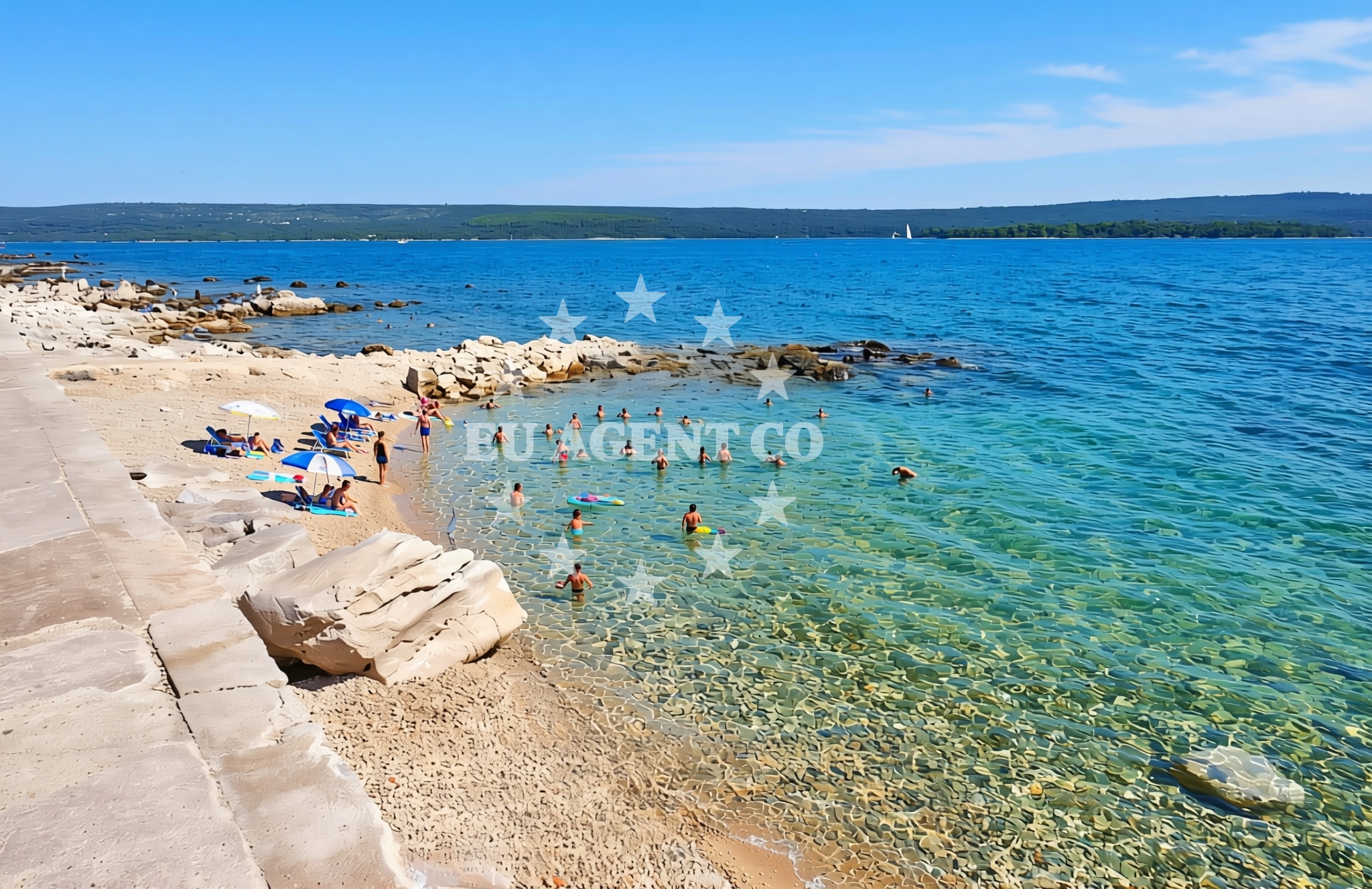 Beach facilities and surroundings at Nerezine sjever, Nerezine (Lošinj) Beach in Nerezine sjever