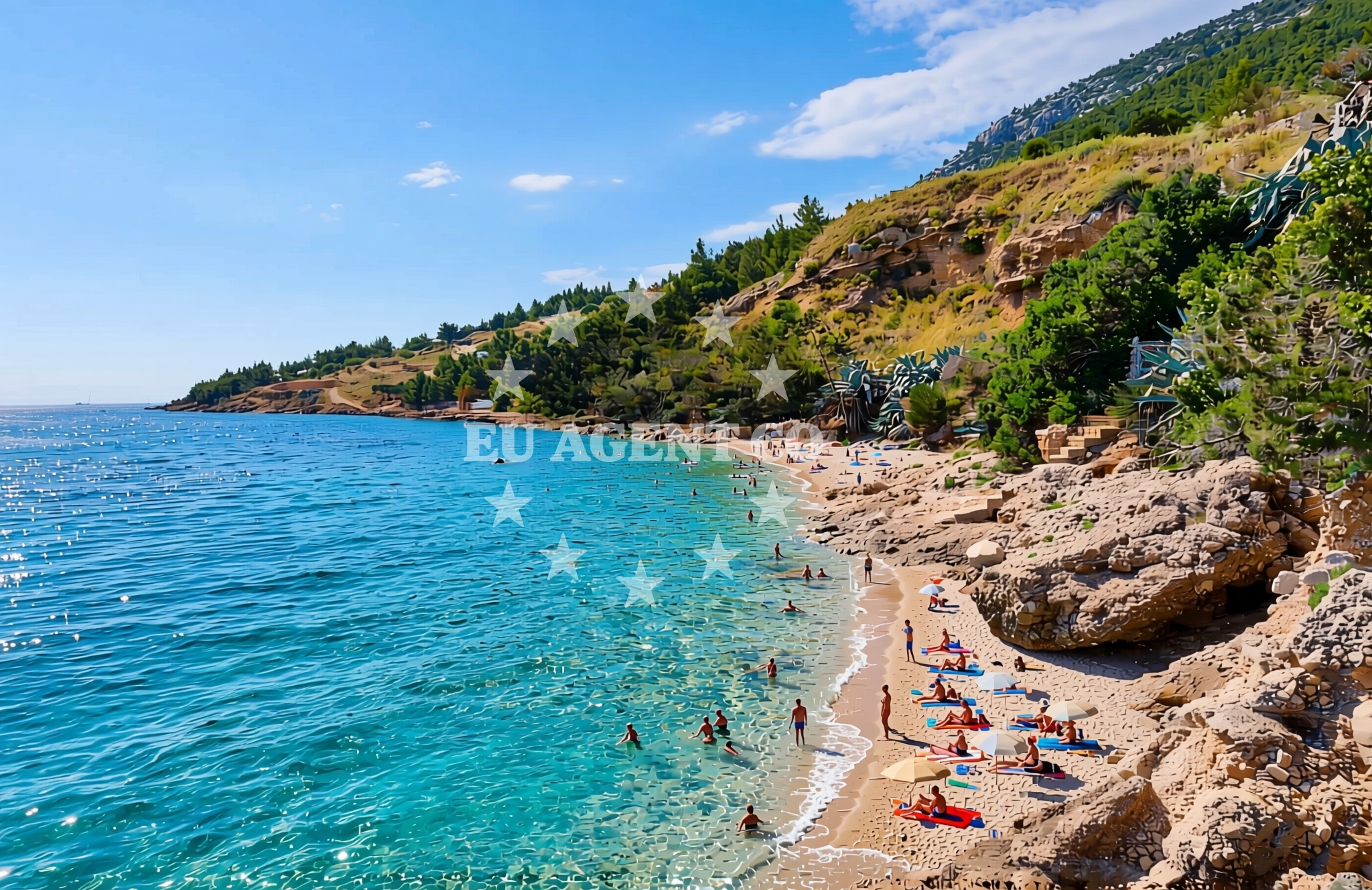 Overview of Nerežišća (Brač): beaches and coves (1) in Nerežišća (Brač)