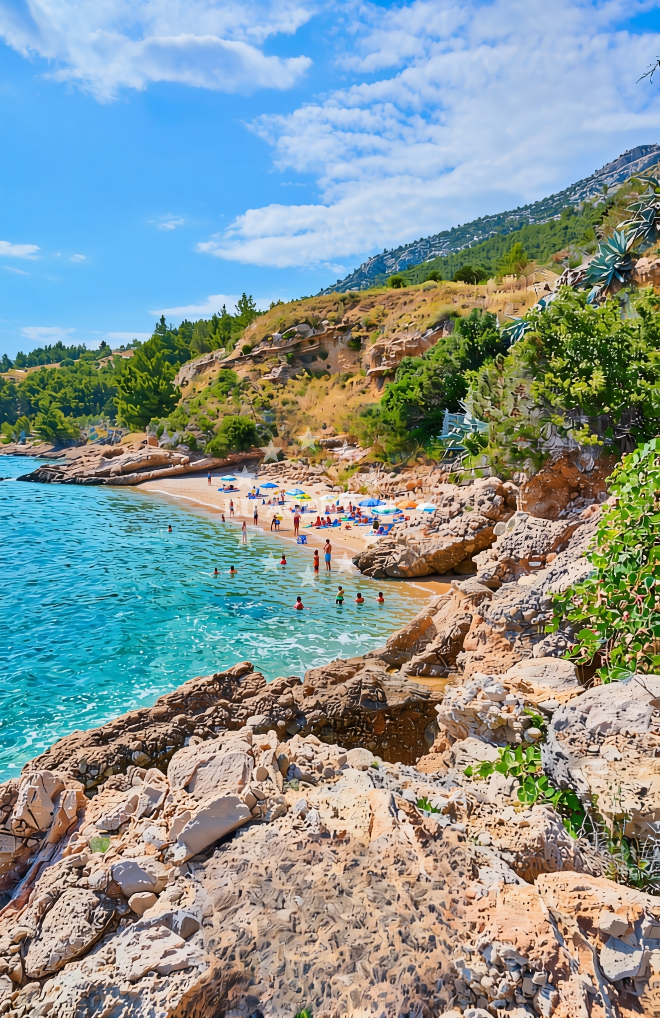 Shoreline and swimming area at Nerežišća istok, Nerežišća (Brač) Beach in Nerežišća istok