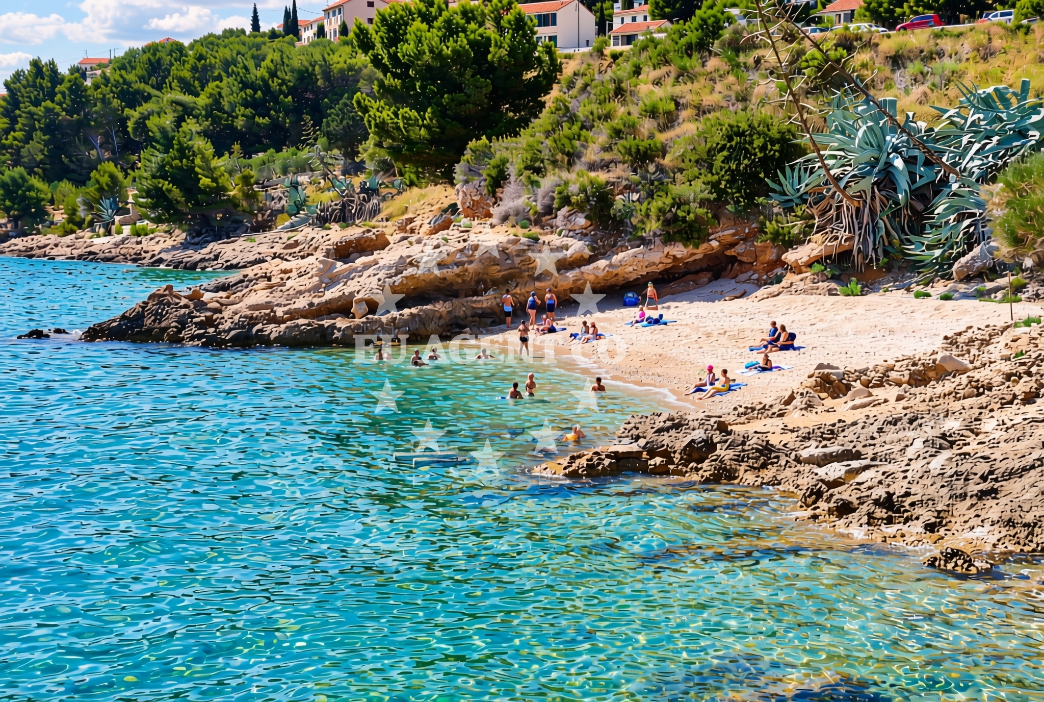 Sea and coastal view of Nerežišća istok, Nerežišća (Brač) Beach in Nerežišća istok