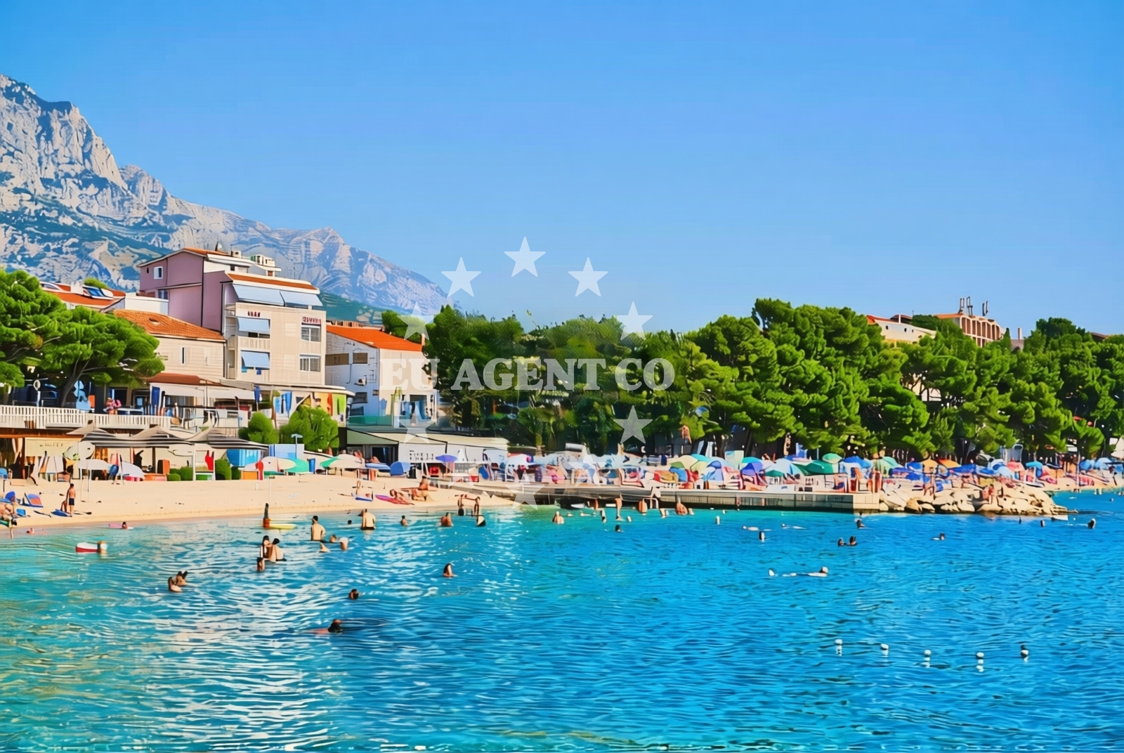 Shoreline and swimming area at Nikolina, Baška Voda Beach in Nikolina