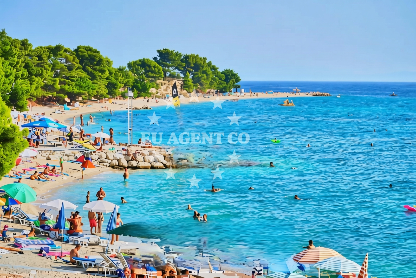 Sea and coastal view of Nikolina, Baška Voda Beach in Nikolina