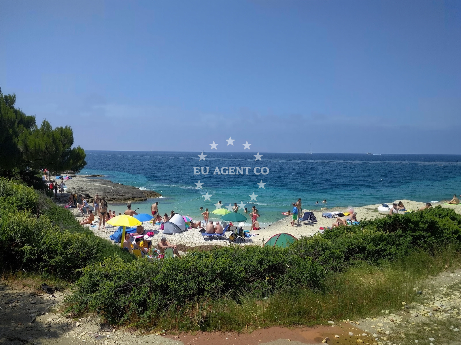 Shoreline and swimming area at Njive beach in 218 Selo 1, Premantura