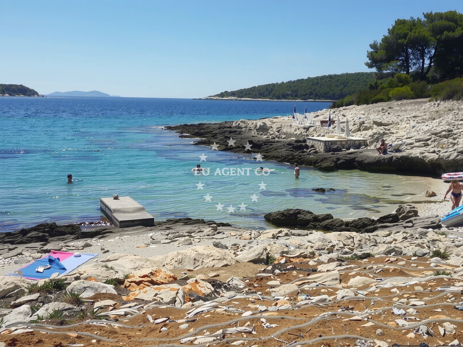 Beach facilities and surroundings at Nova beach in Uvala Široka bb, Vela Luka