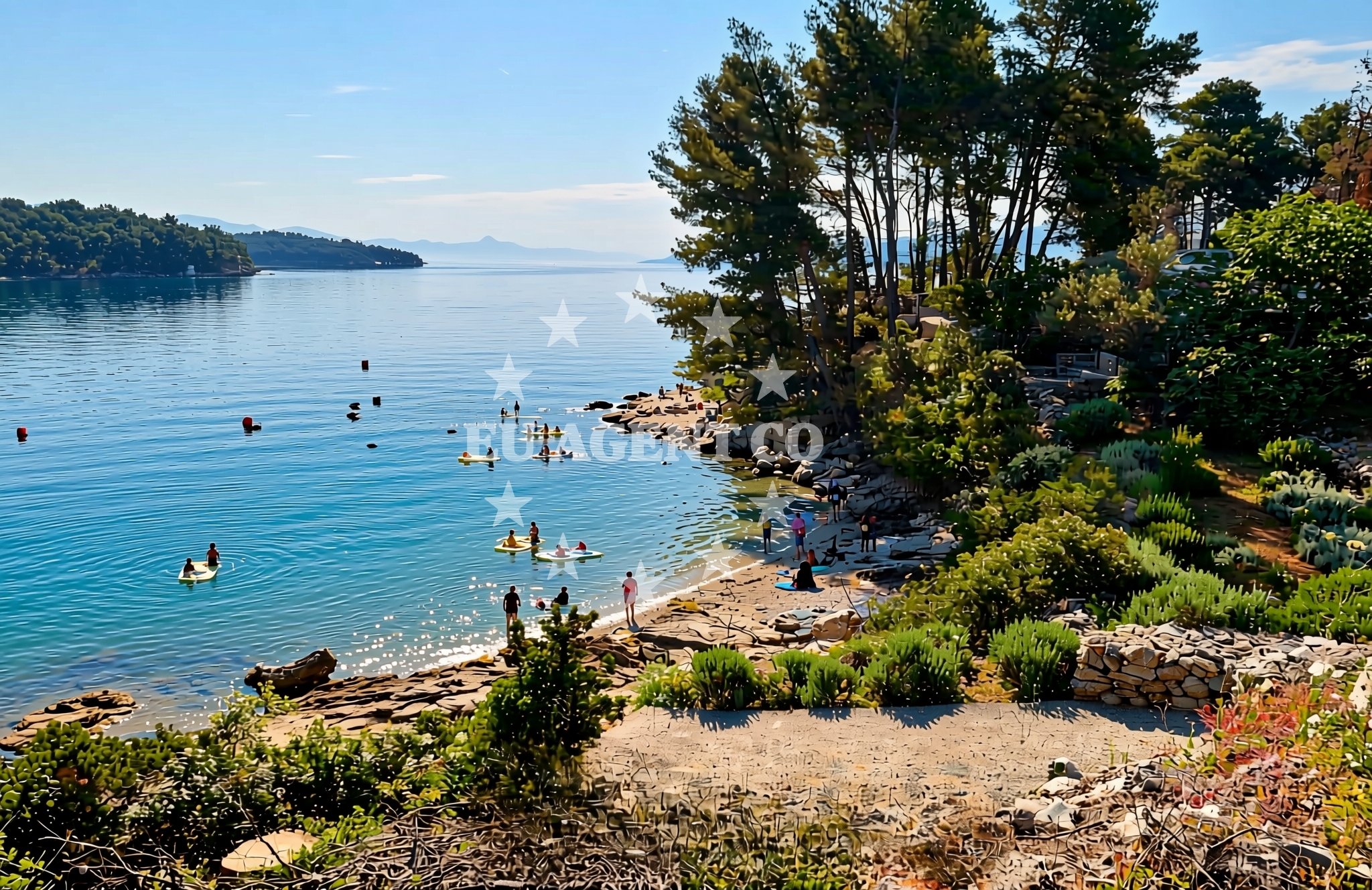 Shoreline and swimming area at Nova Poštica sredina, Vrboska (Hvar) Beach in Nova Poštica sredina