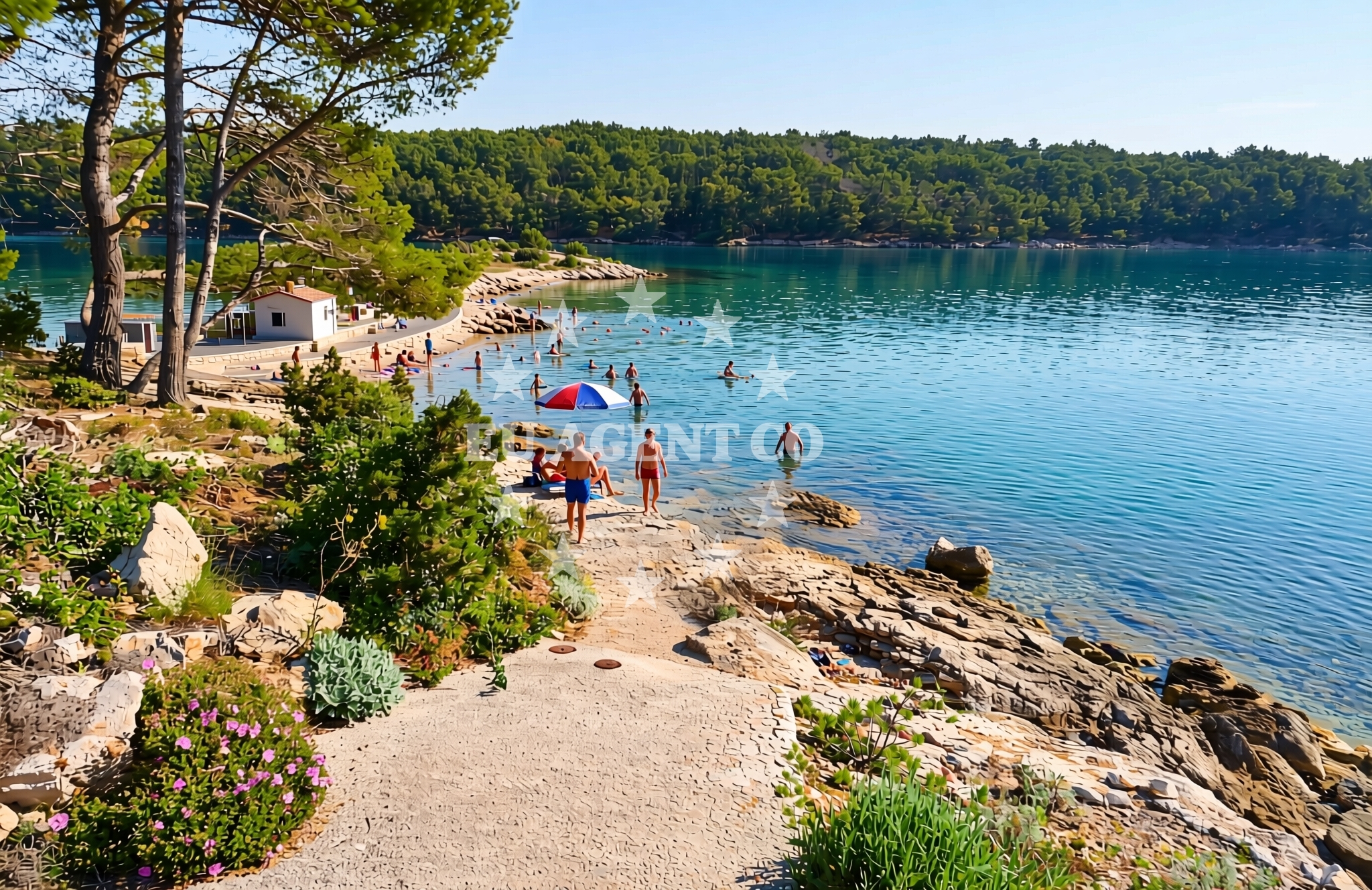 Sea and coastal view of Nova Poštica sredina, Vrboska (Hvar) Beach in Nova Poštica sredina