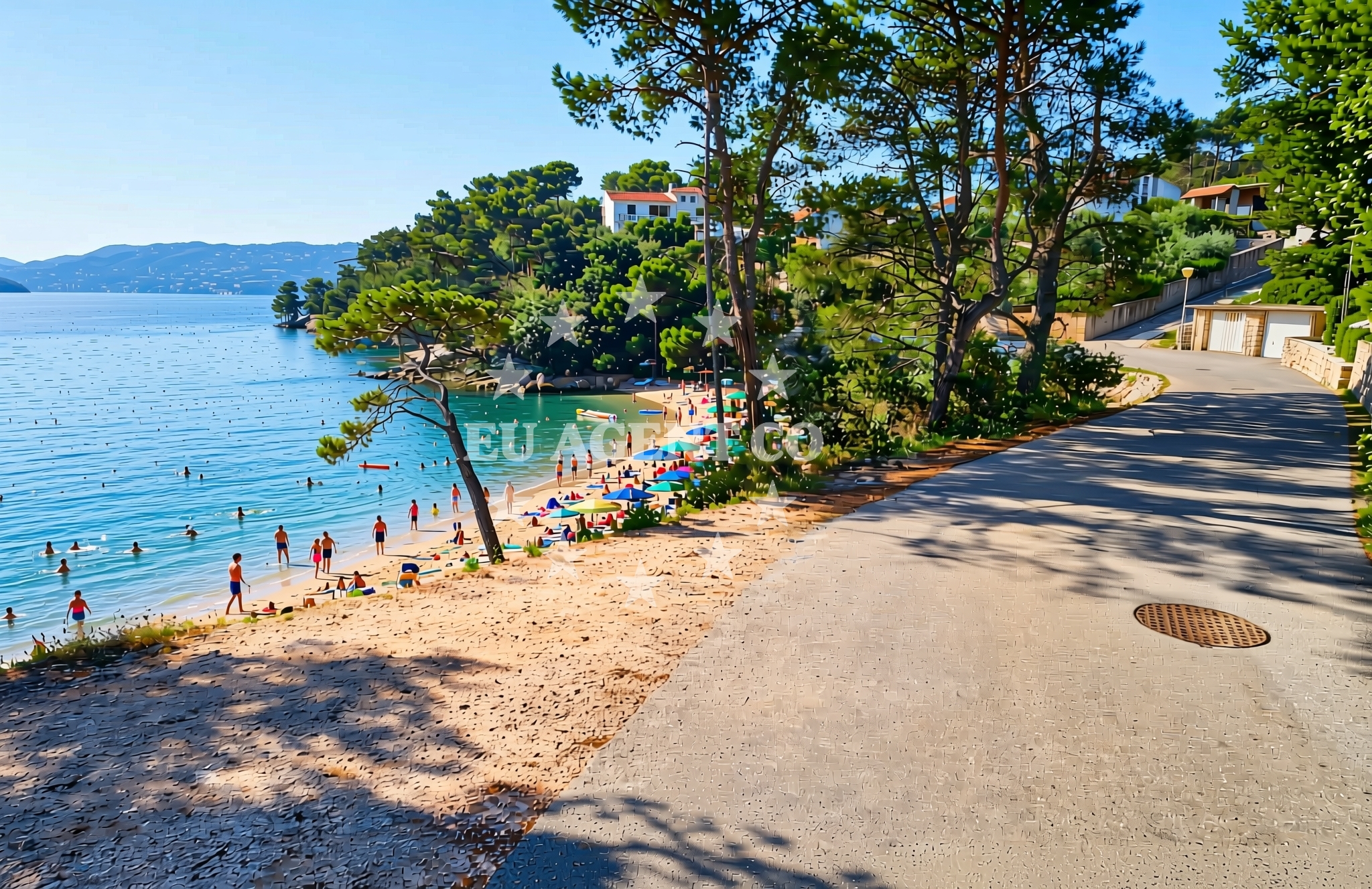 Sea and coastal view of Nova Poštica zapad, Vrboska (Hvar) Beach in Nova Poštica zapad