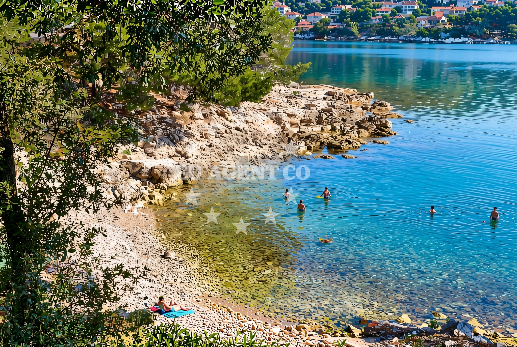 Beach facilities and surroundings at Nova Poštica zapad, Vrboska (Hvar) Beach in Nova Poštica zapad