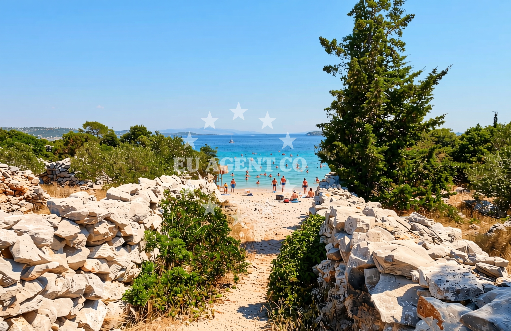 Overview of Nozdra vela, Kaprije (Kaprije) Beach in Nozdra vela