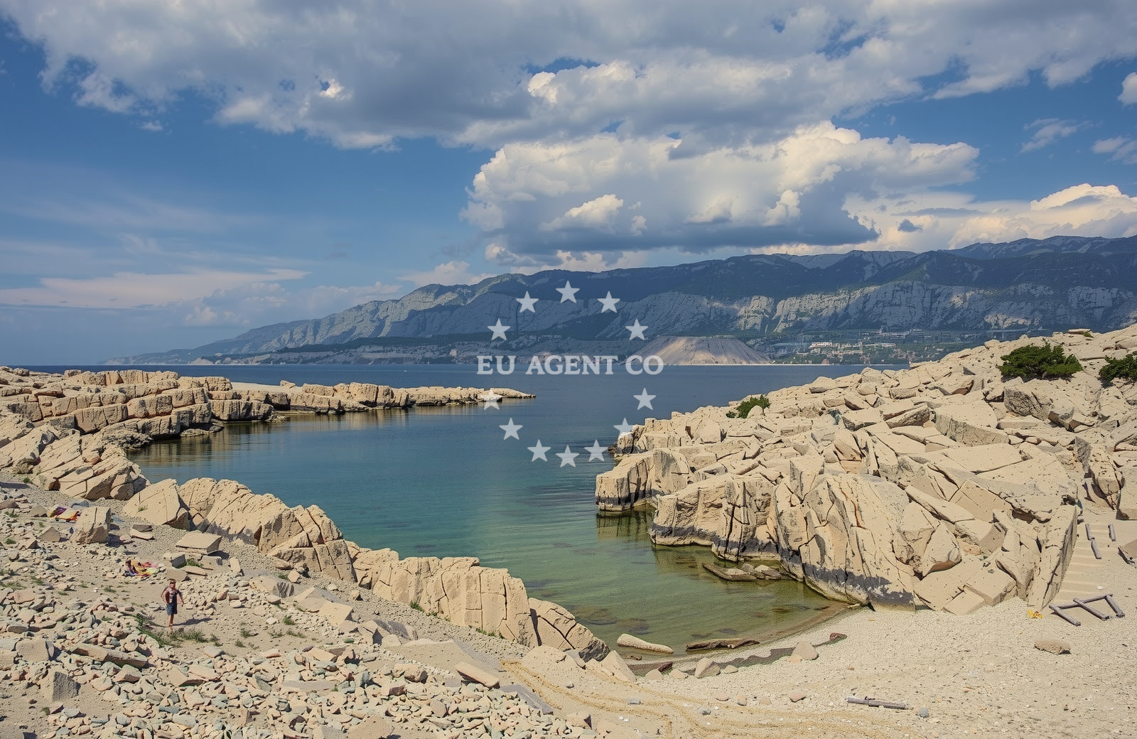 Sea and coastal view of Nudist Beach Jadra in , Novalja