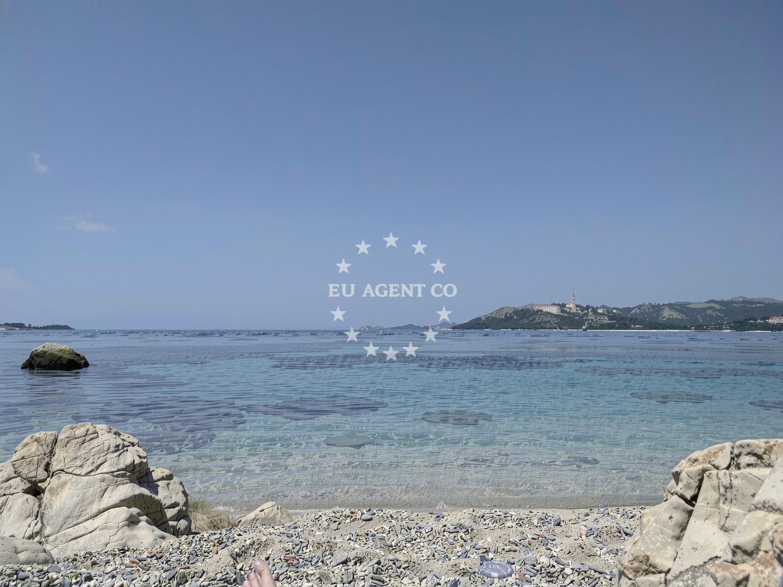 Shoreline and swimming area at Nudist FKK beach Dubrovnik in Plat 18, Mlini