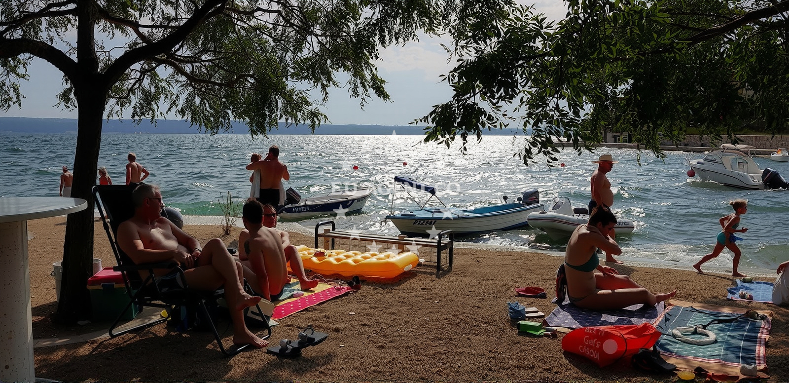 Shoreline and swimming area at Obala Rustine in Sinjskih alkara 9, Maslenica