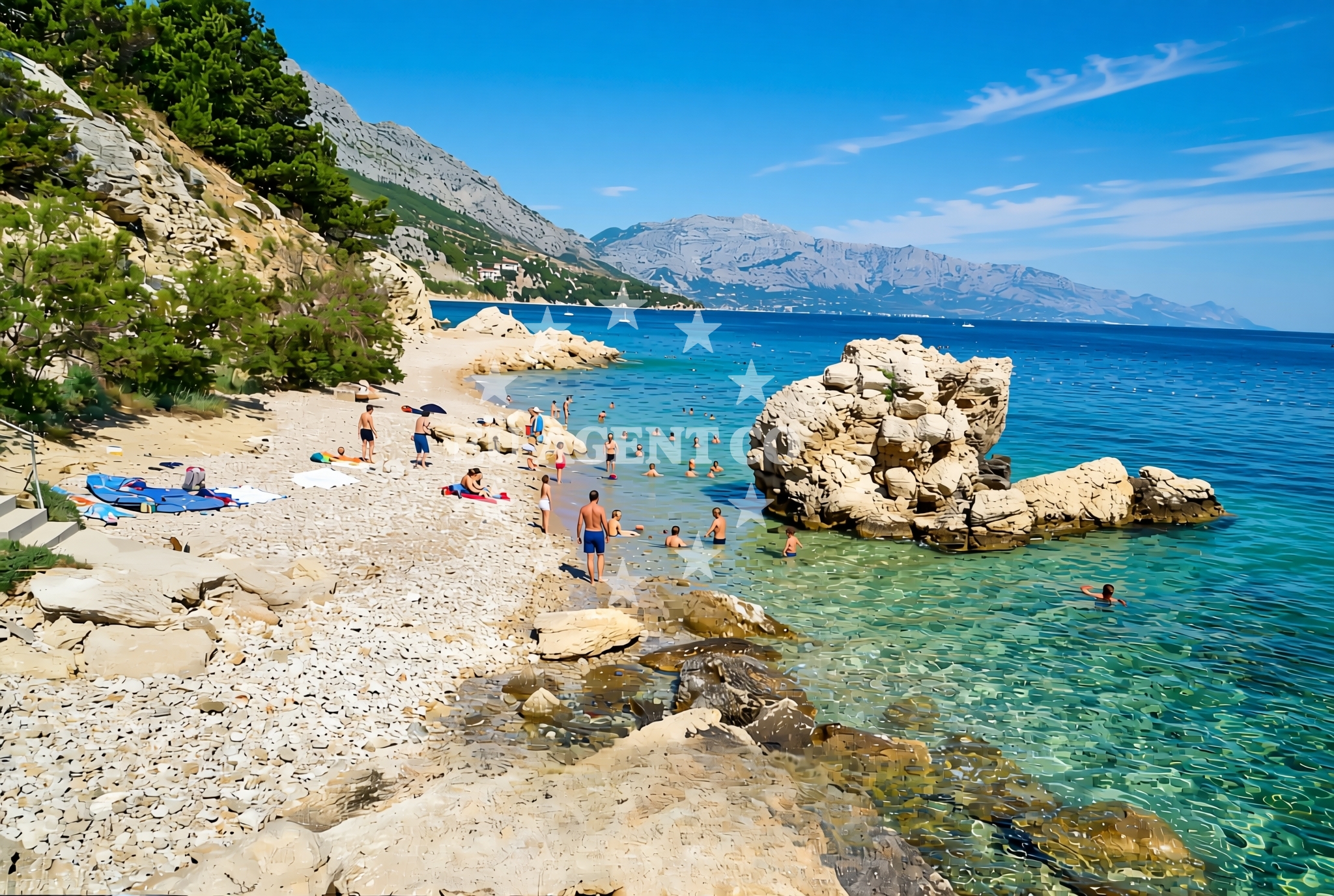 Shoreline and swimming area at Obriž istok, Lokva Rogoznica Beach in Obriž istok