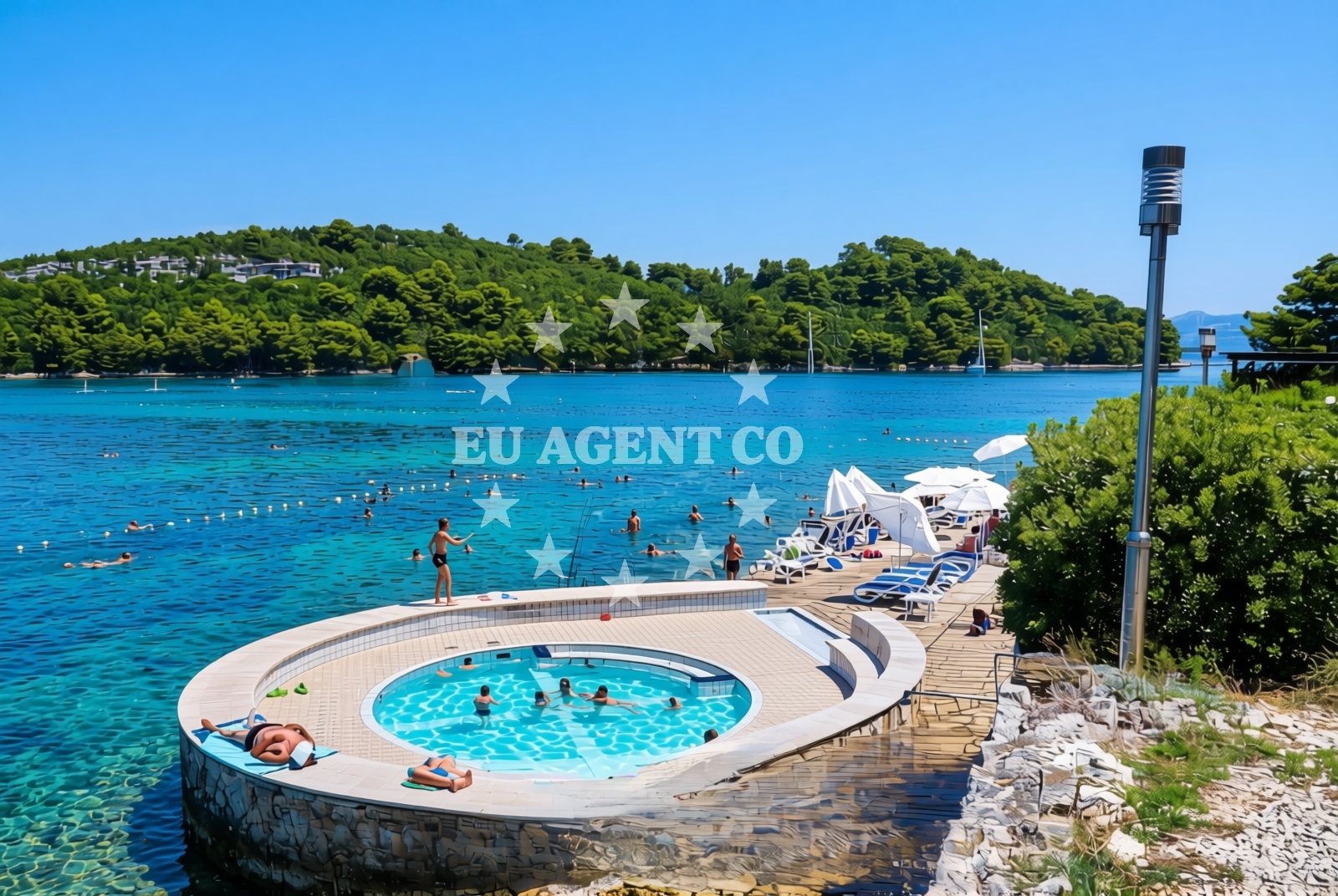 Sea and coastal view of Odisej, Pomena (Mljet) Beach in Odisej