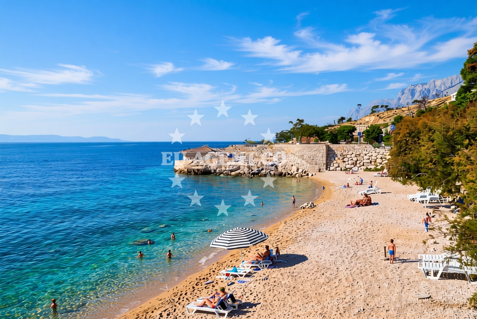 Sea and coastal view of Odmaralište, Podgora Beach in Odmaralište