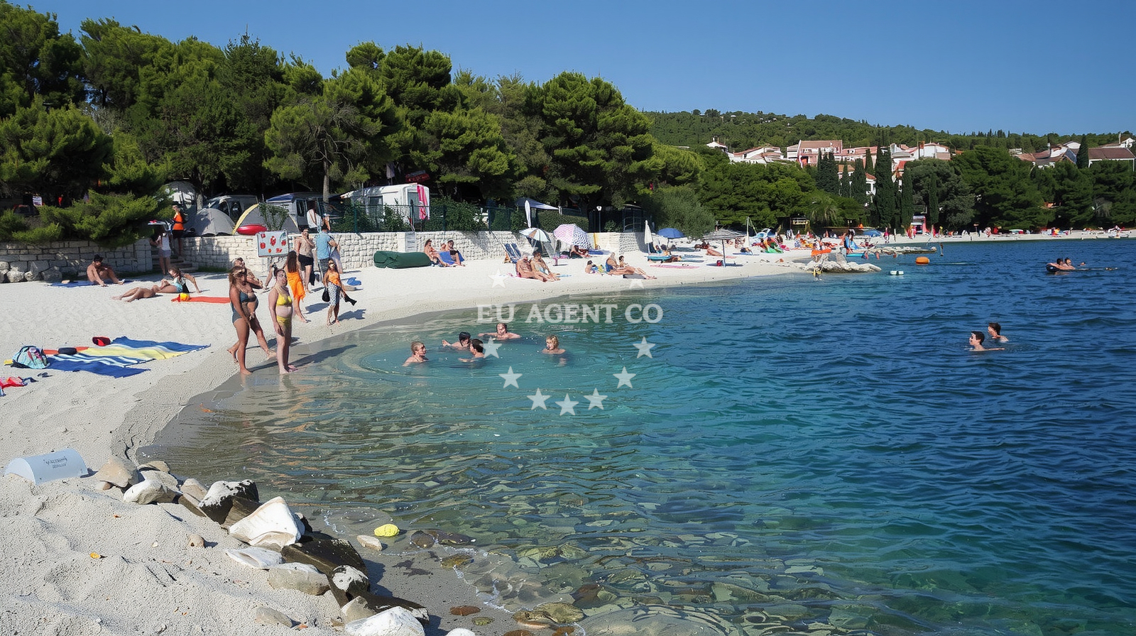 Shoreline and swimming area at Okrug beach in Ulica Vladimira Nazora 2, Trogir