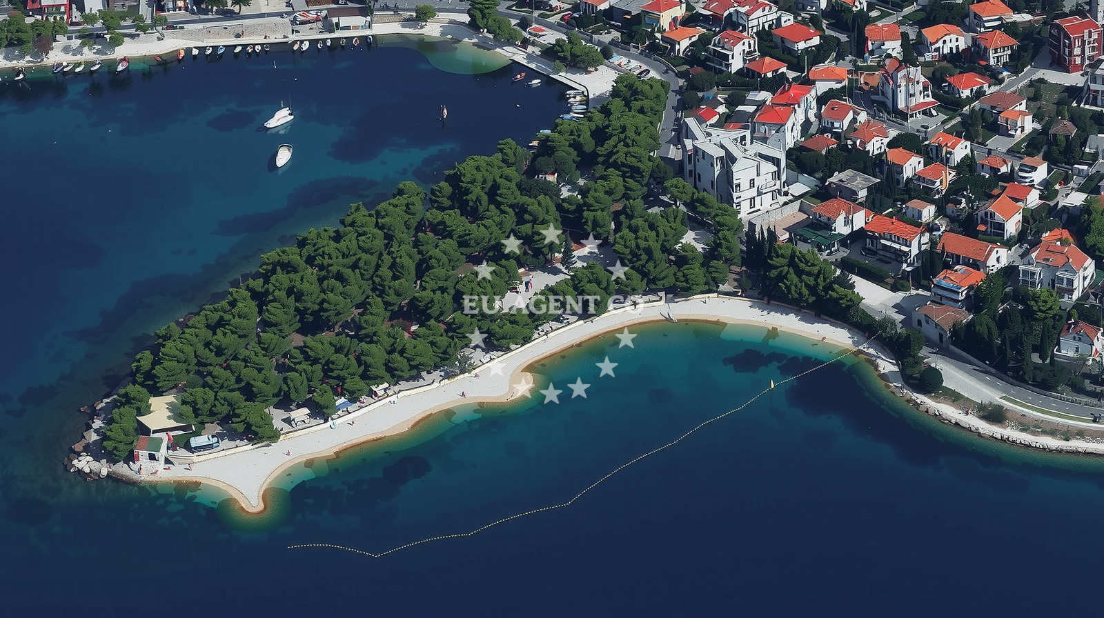 Sea and coastal view of Okrug beach in Ulica Vladimira Nazora 2, Trogir