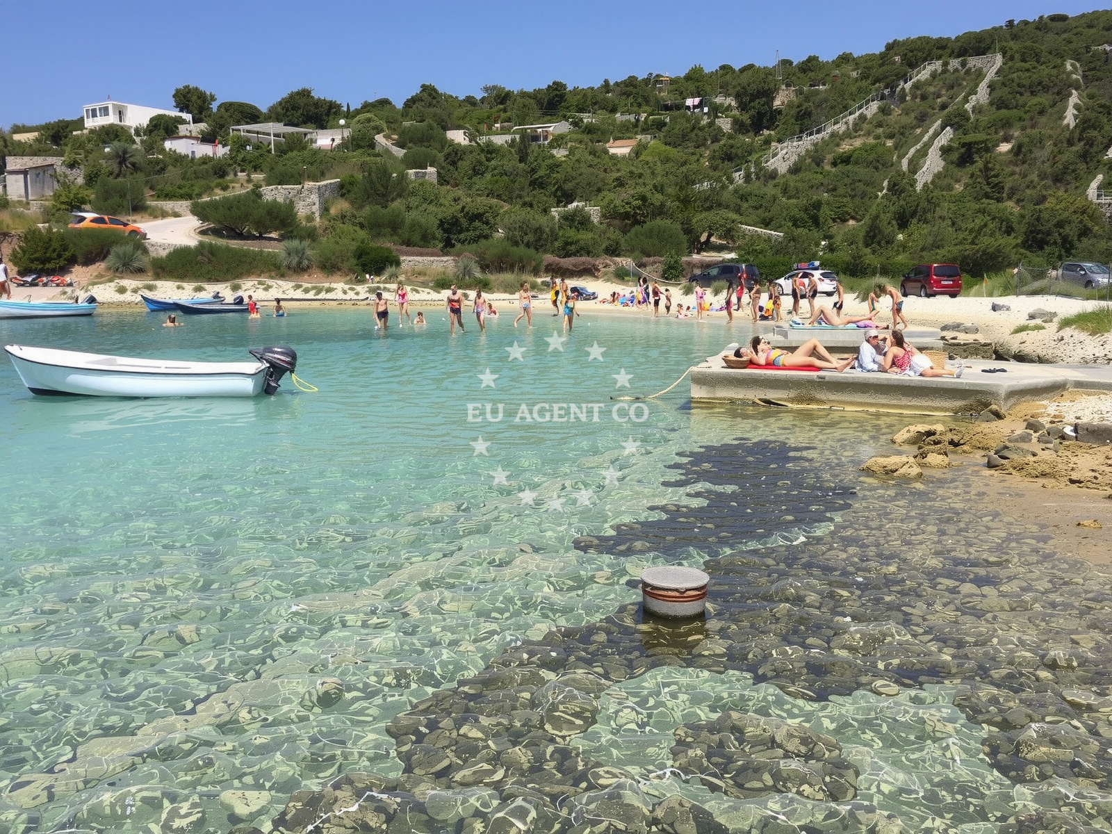 Shoreline and swimming area at Old Trogir beach in Alina 10, Sevid