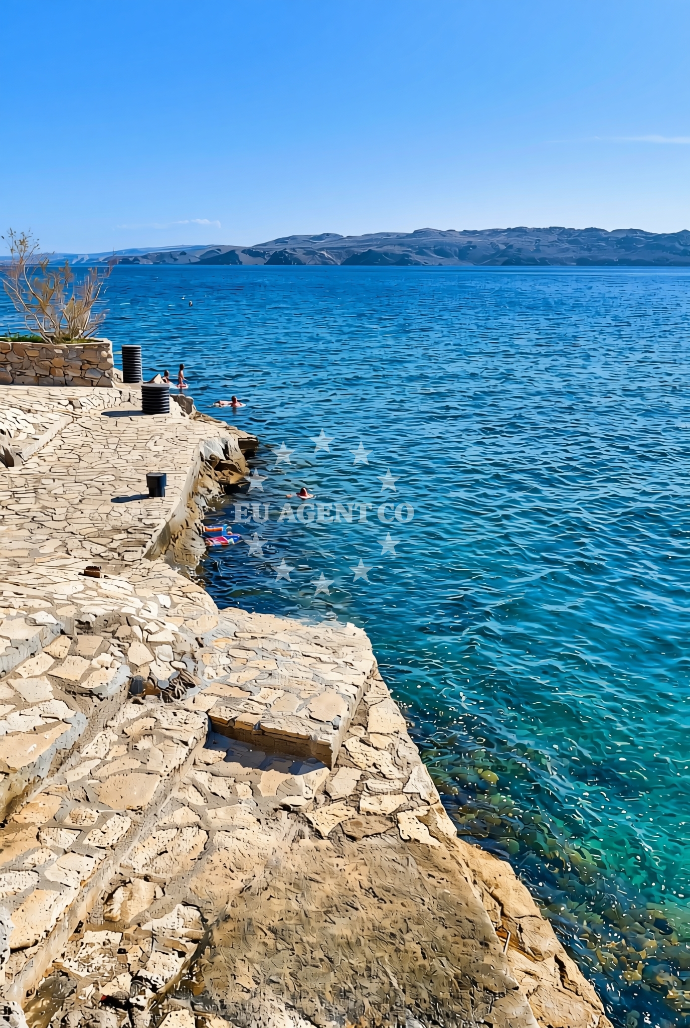 Sea and coastal view of Oleander, Cesarica Beach in Oleander