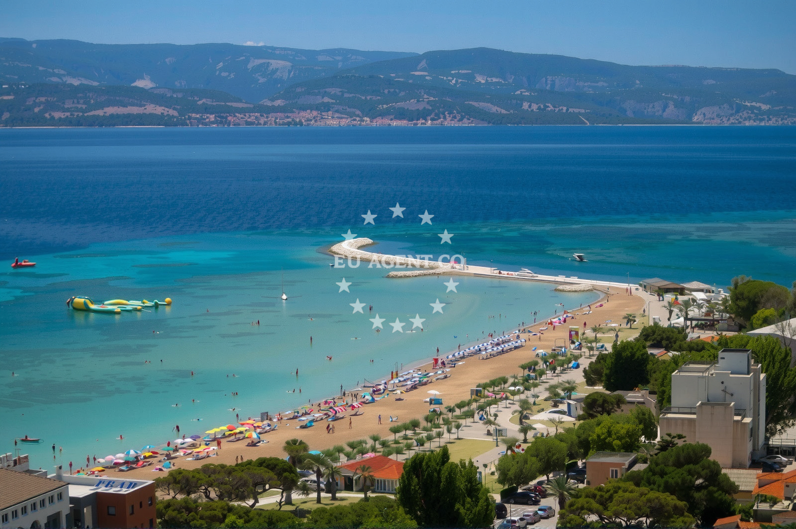 Sea and coastal view of Omis beach in , Omiš