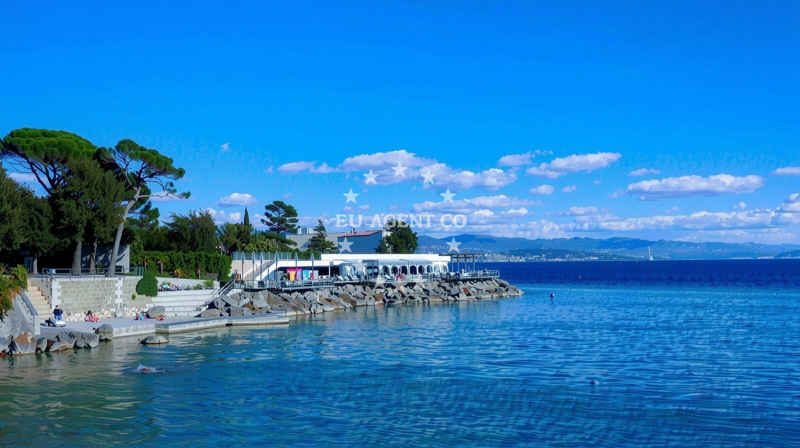Shoreline and swimming area at Opatija beach