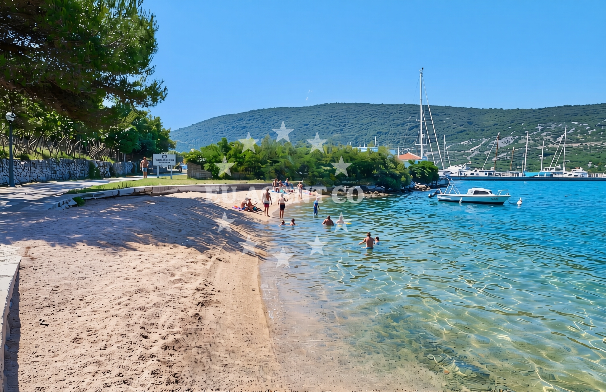 Shoreline and swimming area at Orlec (Cres): beaches and coves in Orlec (Cres)