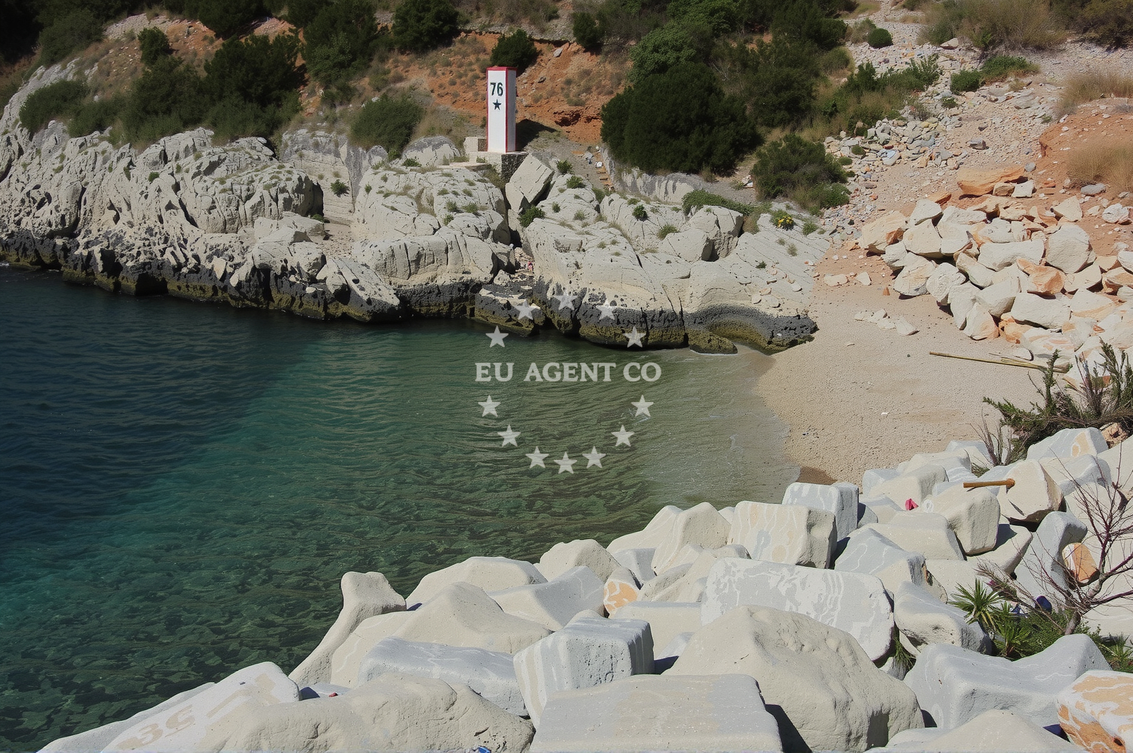 Sea and coastal view of Orlice beach in , Trogir