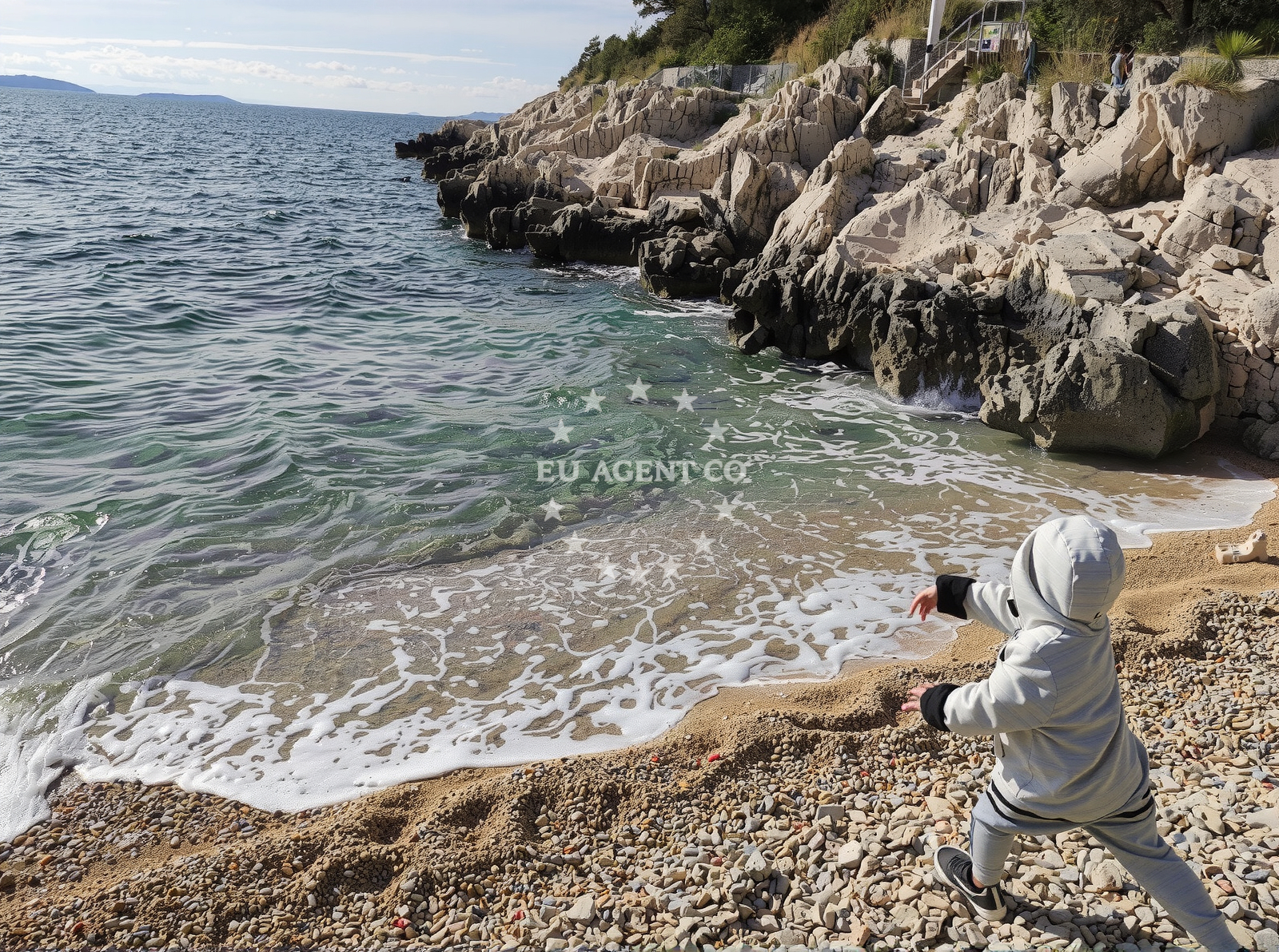 Beach facilities and surroundings at Orlice beach in , Trogir