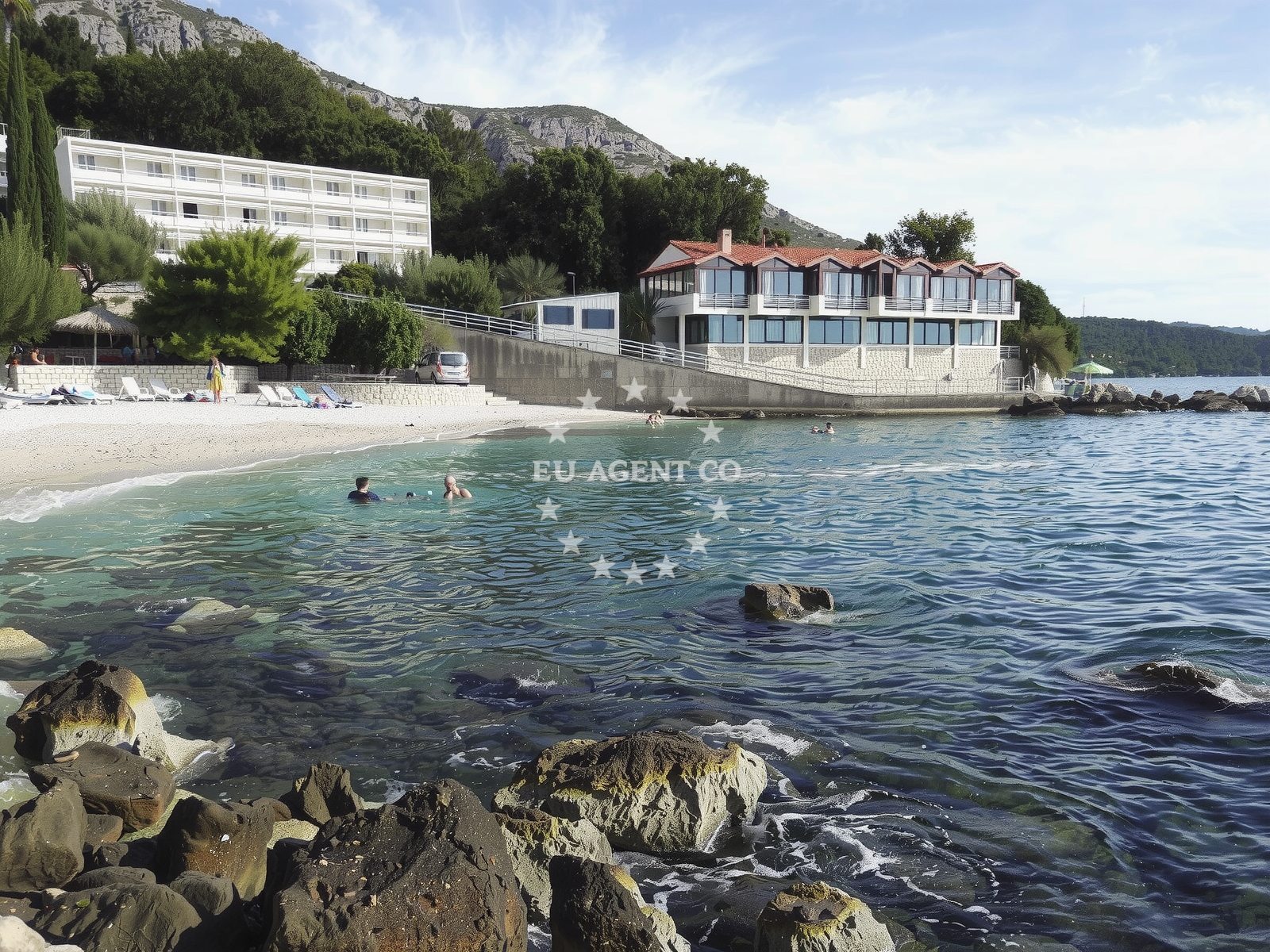 Sea and coastal view of Orphee beach in Plat 18, Mlini