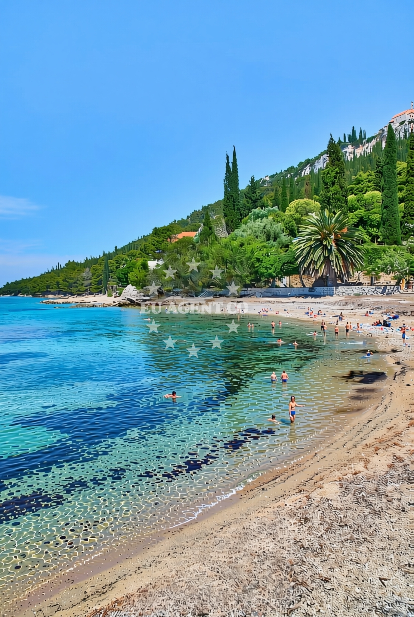 Sea and coastal view of Orsan, Orebić Beach in Orsan