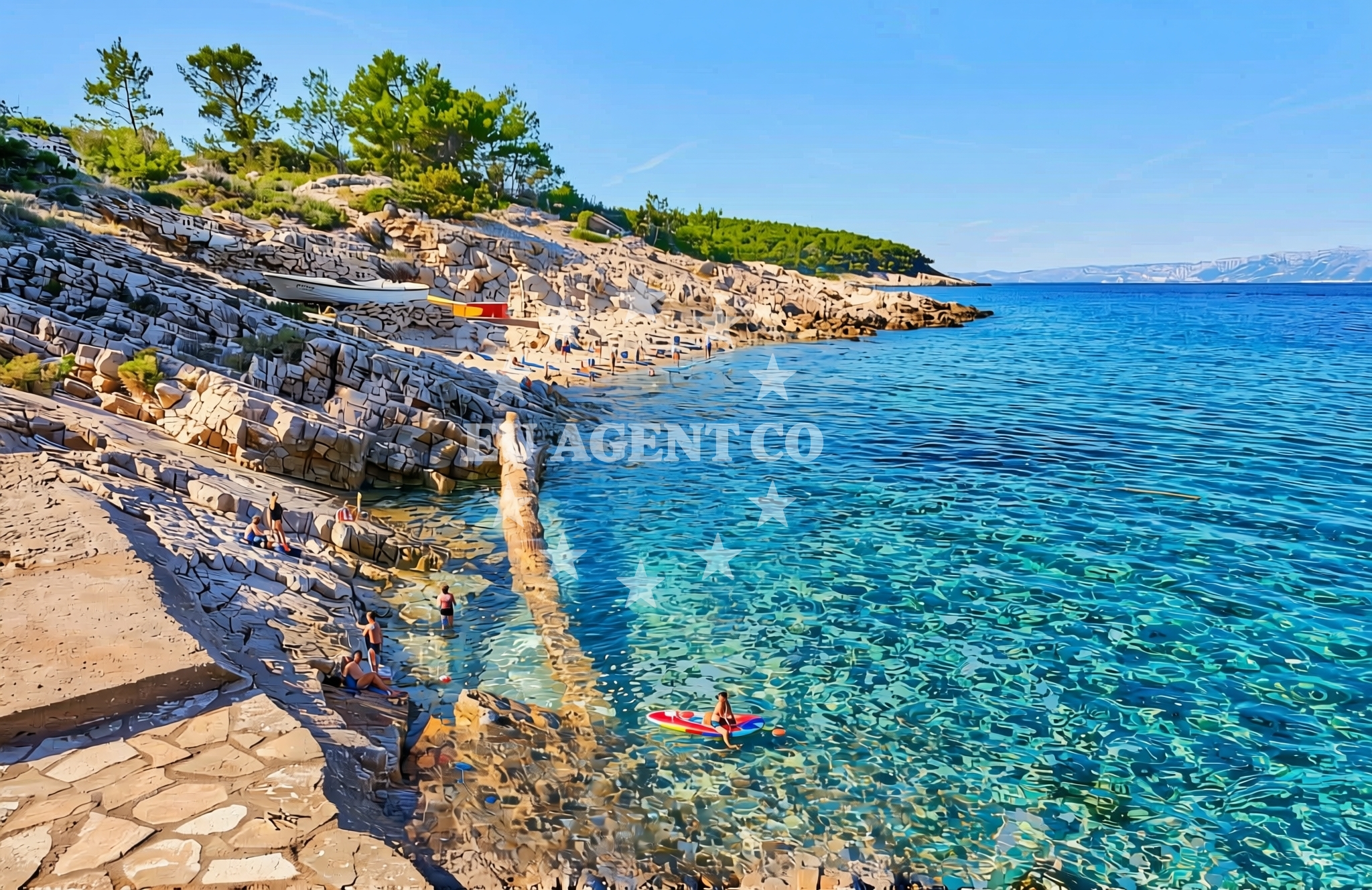 Shoreline and swimming area at Orsan, Vela Luka (Korčula) Beach in Orsan