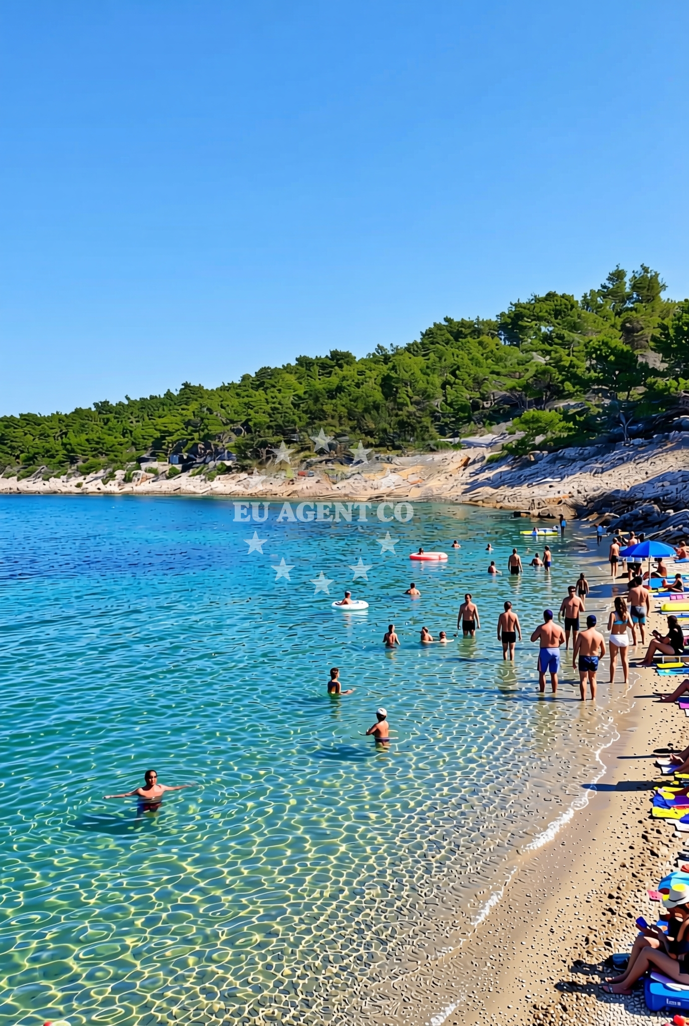 Sea and coastal view of Orsan, Vela Luka (Korčula) Beach in Orsan