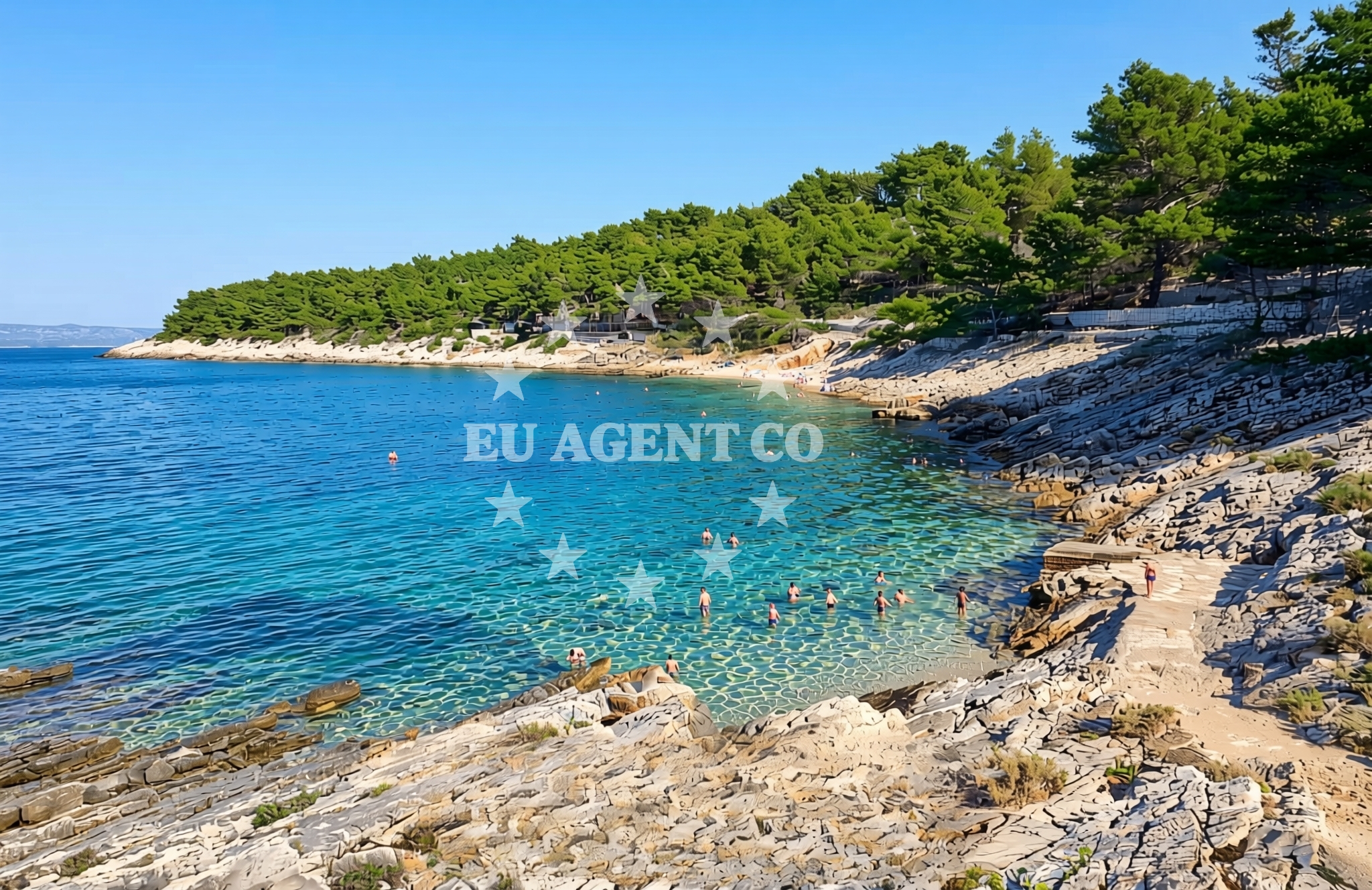 Beach facilities and surroundings at Orsan, Vela Luka (Korčula) Beach in Orsan