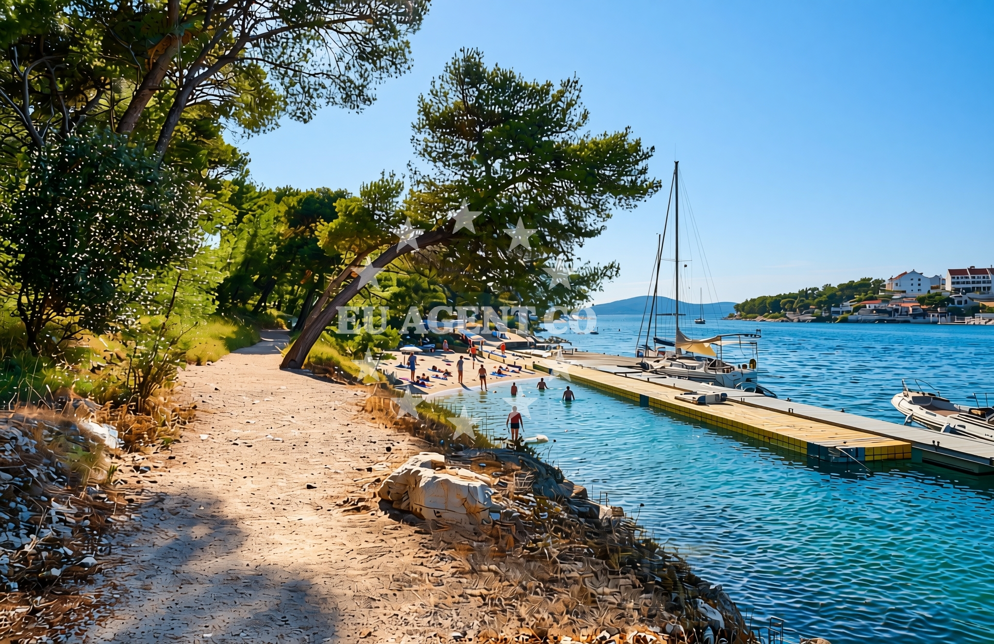 Shoreline and swimming area at Osam, Milna (Brač) Beach in Osam