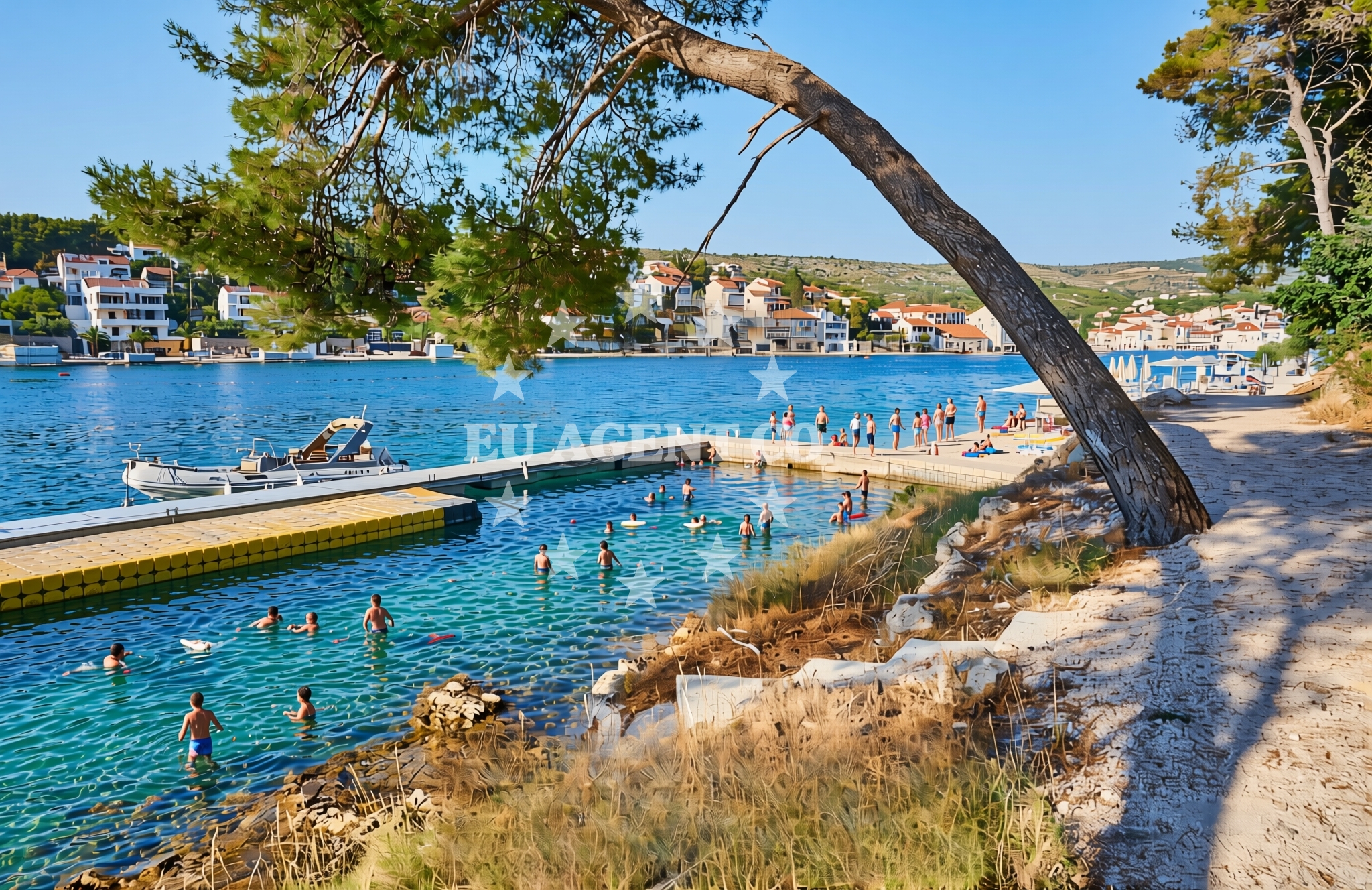 Sea and coastal view of Osam, Milna (Brač) Beach in Osam
