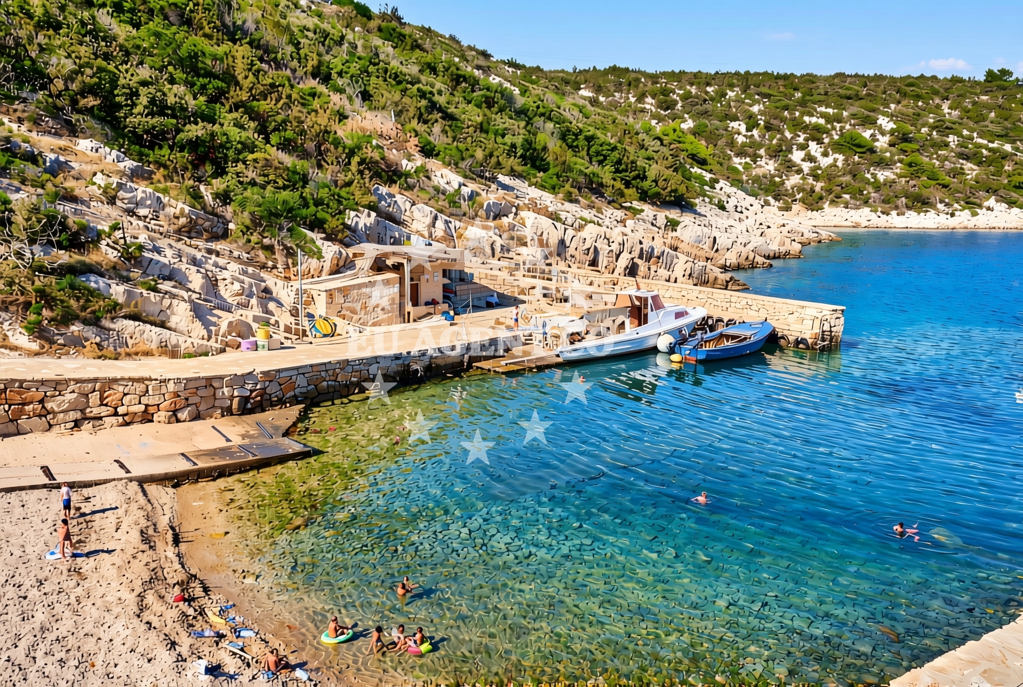 Shoreline and swimming area at Oskorušica, Vrbanj (Hvar) Beach in Oskorušica