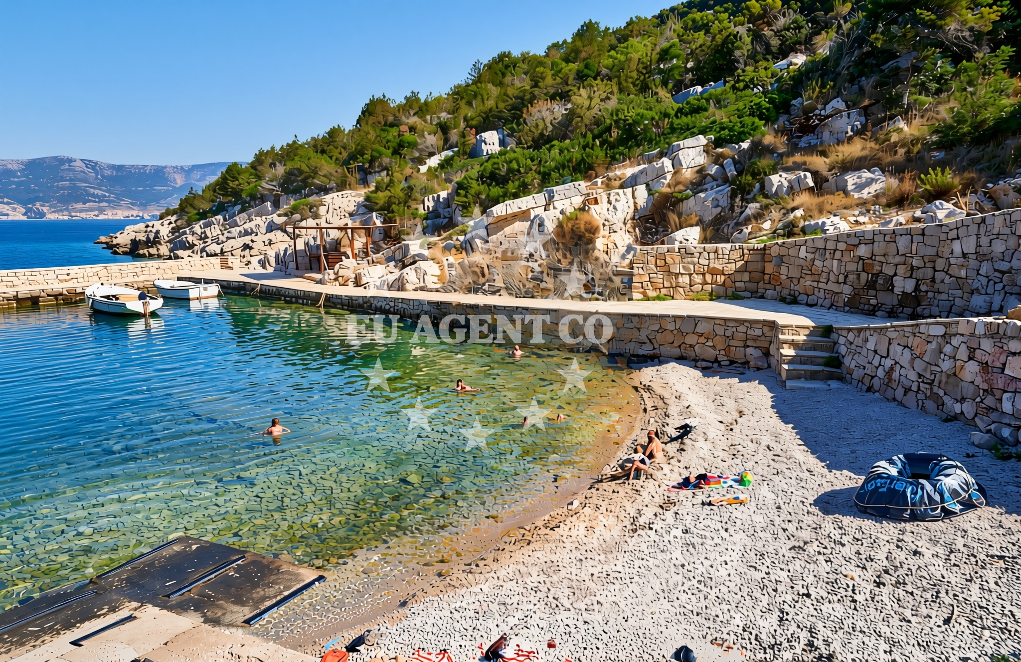 Sea and coastal view of Oskorušica, Vrbanj (Hvar) Beach in Oskorušica