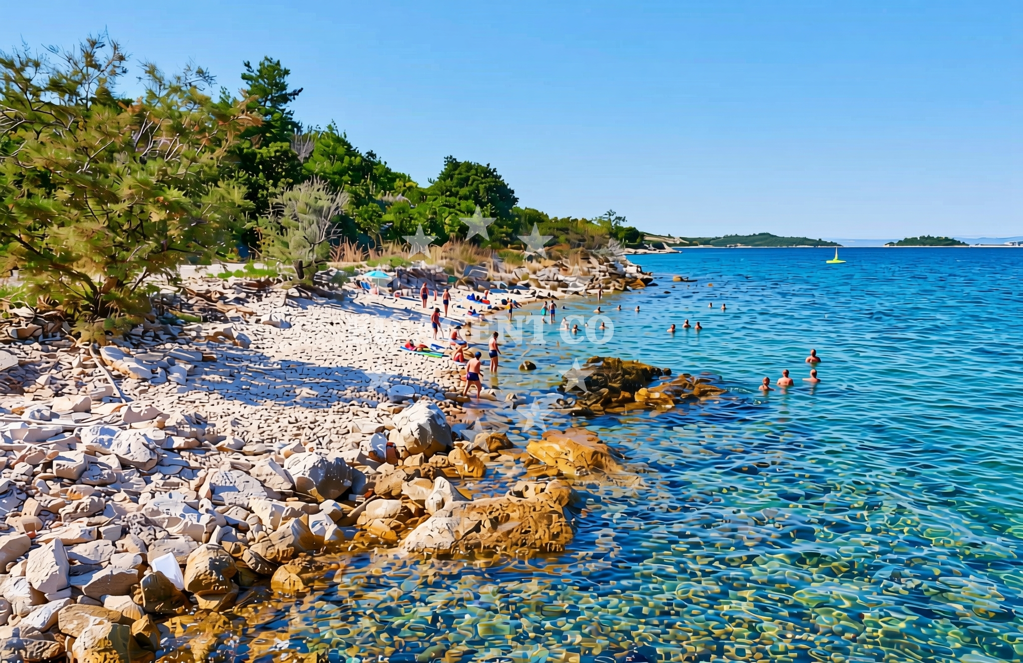 Sea and coastal view of Oskorušica, Žrnovo (Korčula) Beach in Oskorušica
