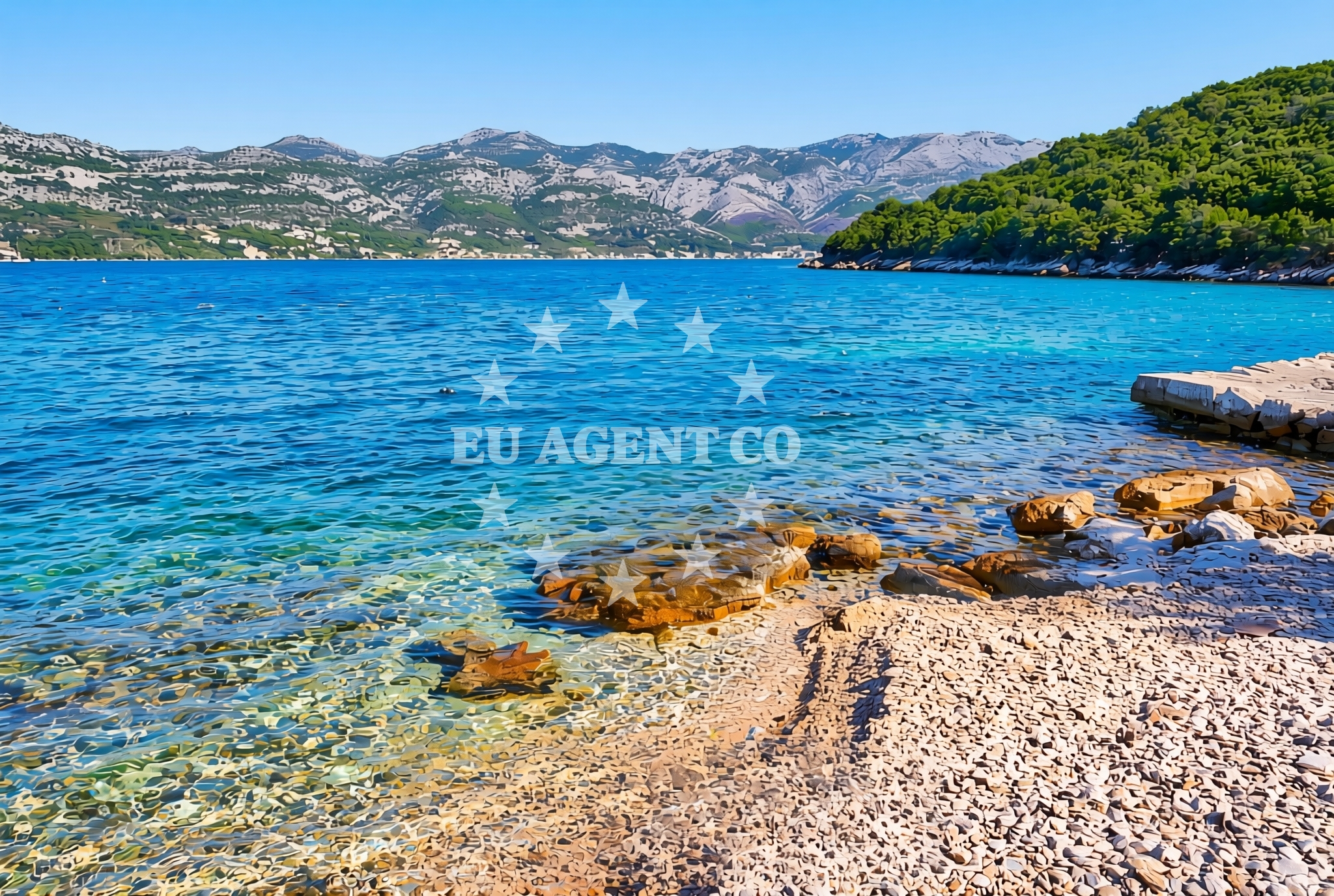Beach facilities and surroundings at Oskorušica, Žrnovo (Korčula) Beach in Oskorušica