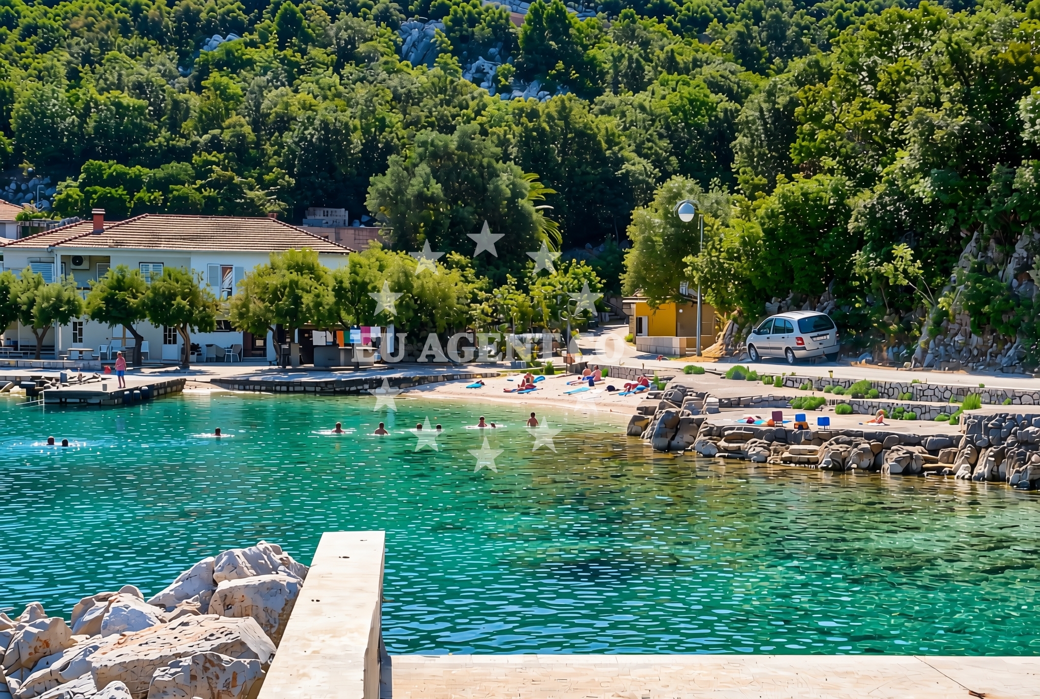 Overview of Oskorušno: beaches and coves (2) in Oskorušno