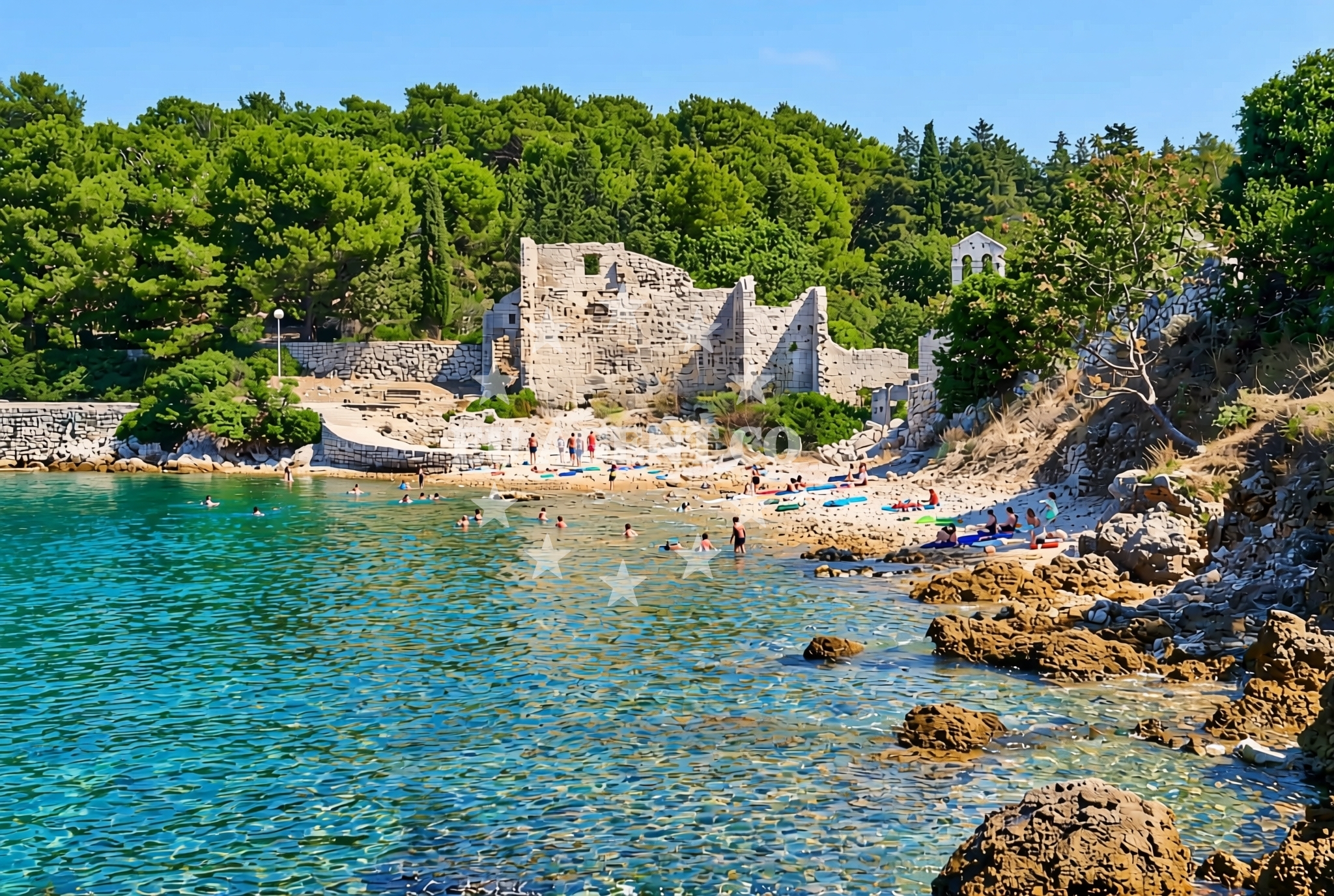 Overview of Osor (Cres): beaches and coves (6) in Osor (Cres)