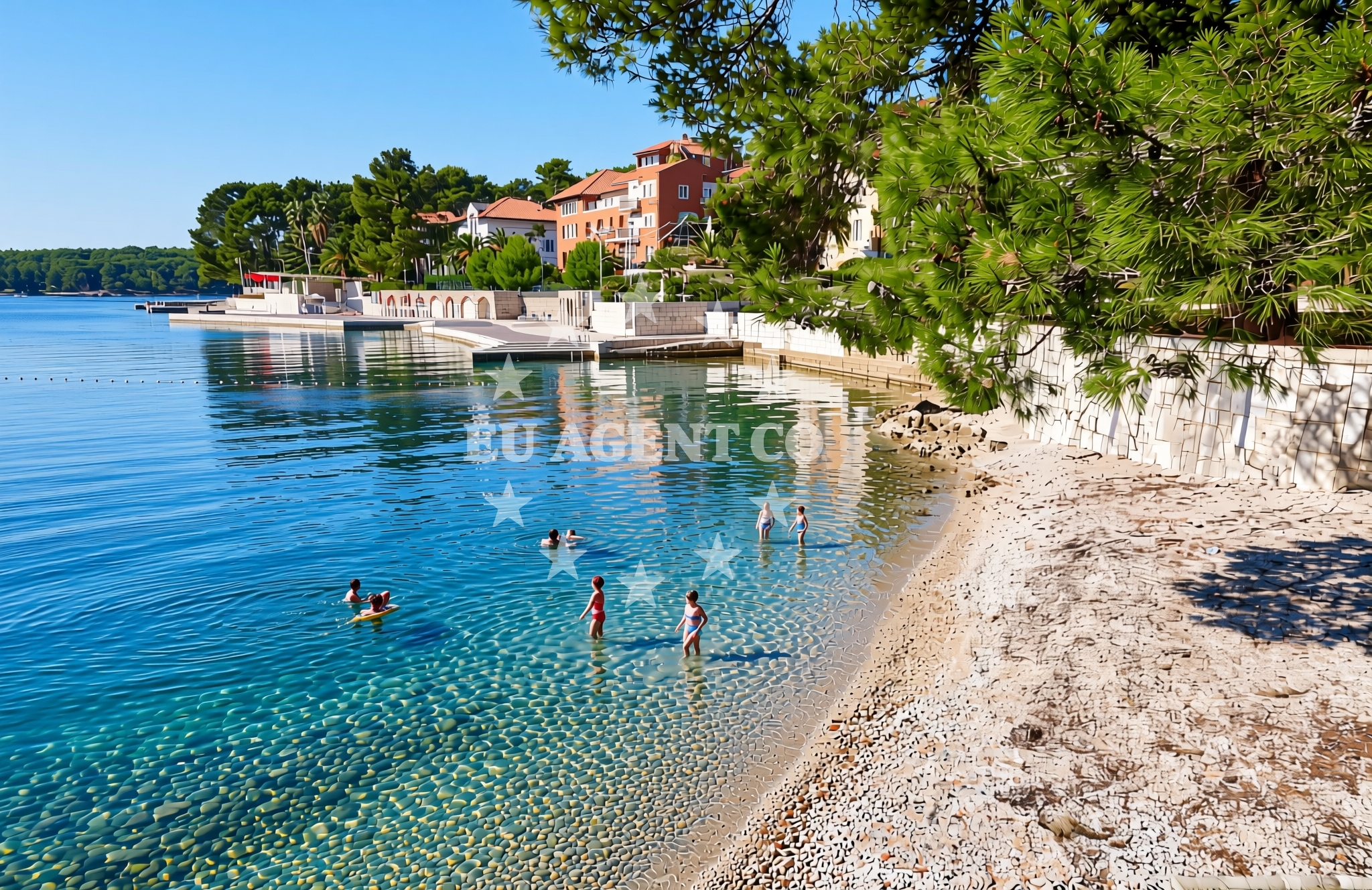 Overview of Ostrugova istok, Mali Lošinj (Lošinj) Beach in Ostrugova istok