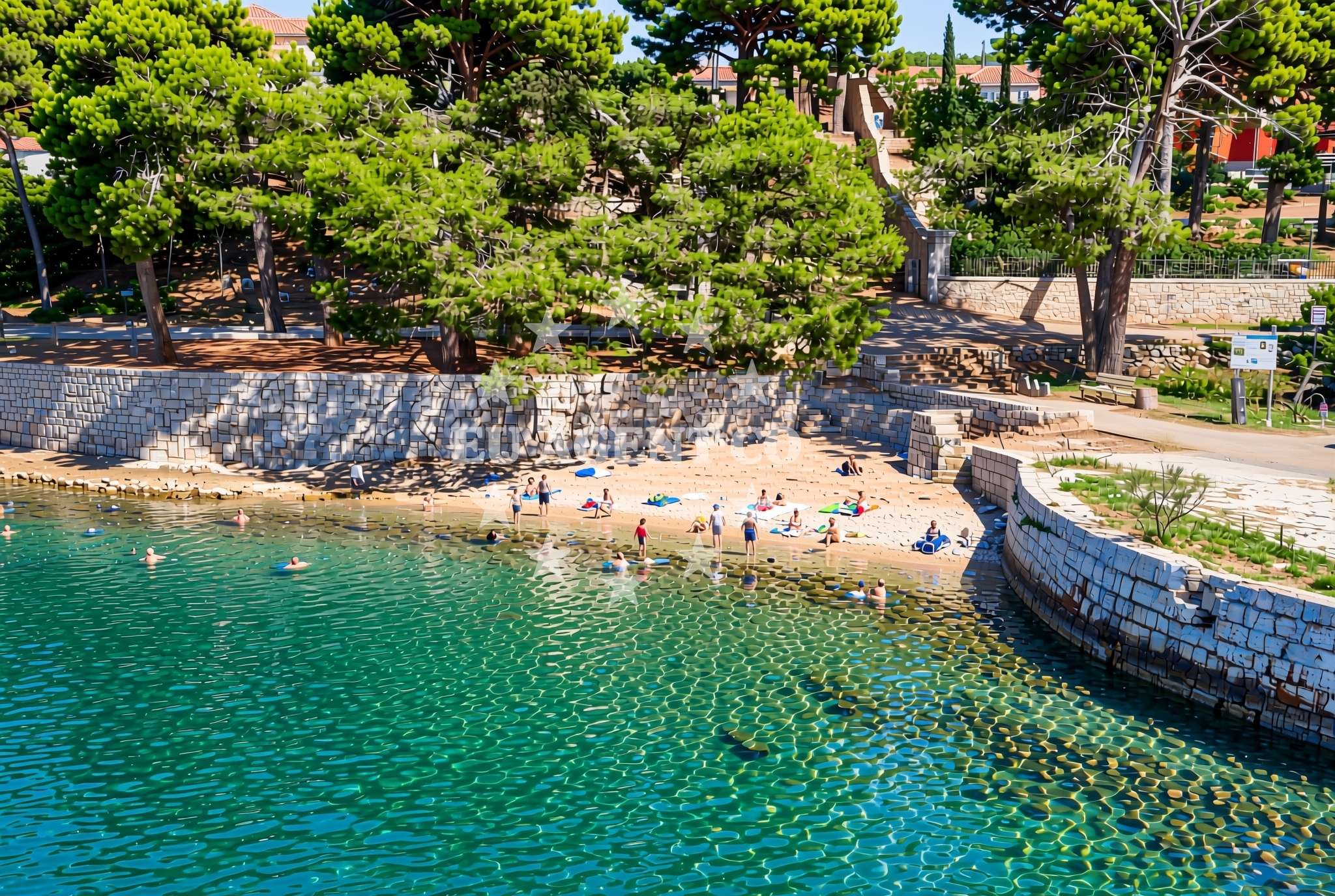 Shoreline and swimming area at Ostrugova istok, Mali Lošinj (Lošinj) Beach in Ostrugova istok