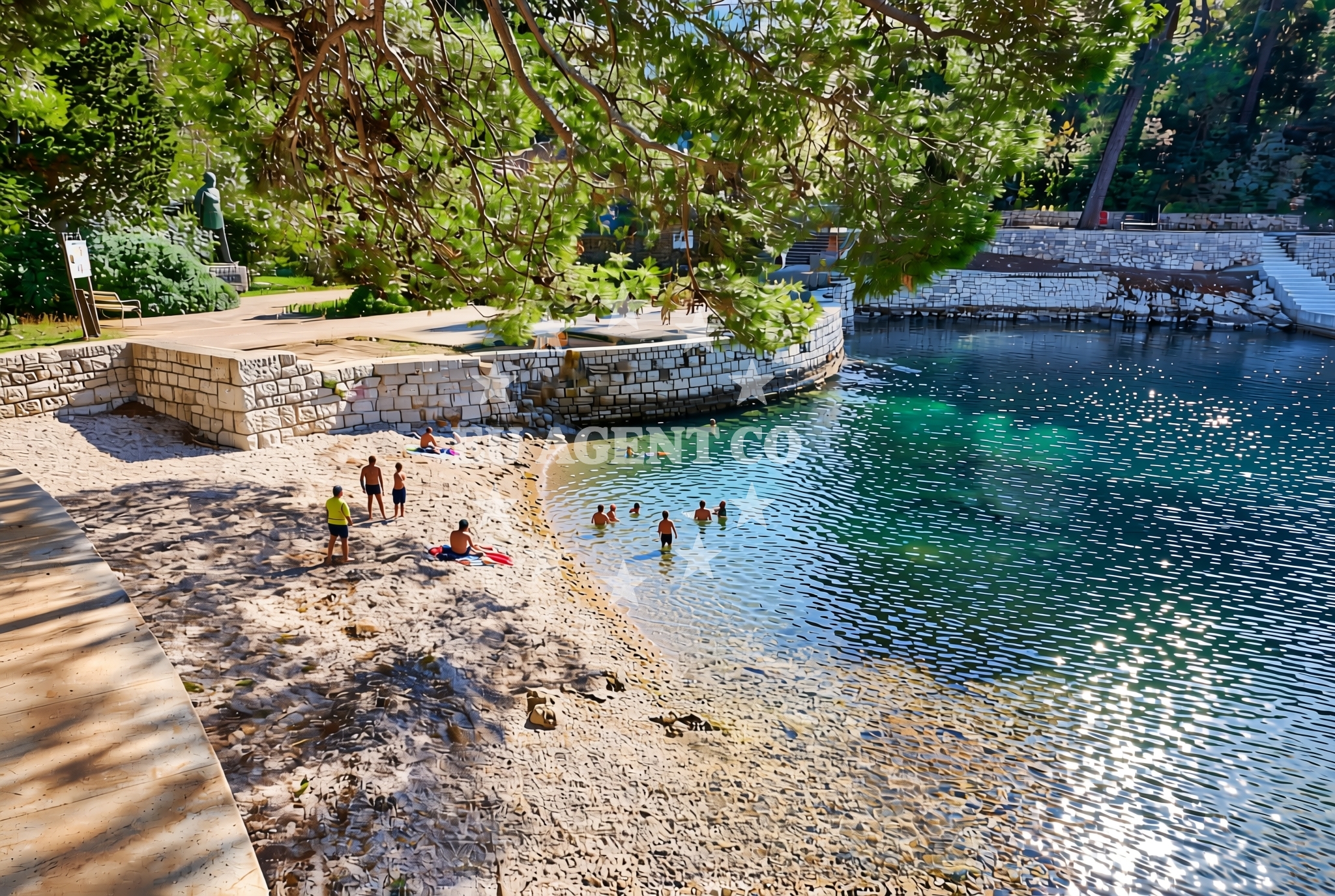 Beach facilities and surroundings at Ostrugova istok, Mali Lošinj (Lošinj) Beach in Ostrugova istok